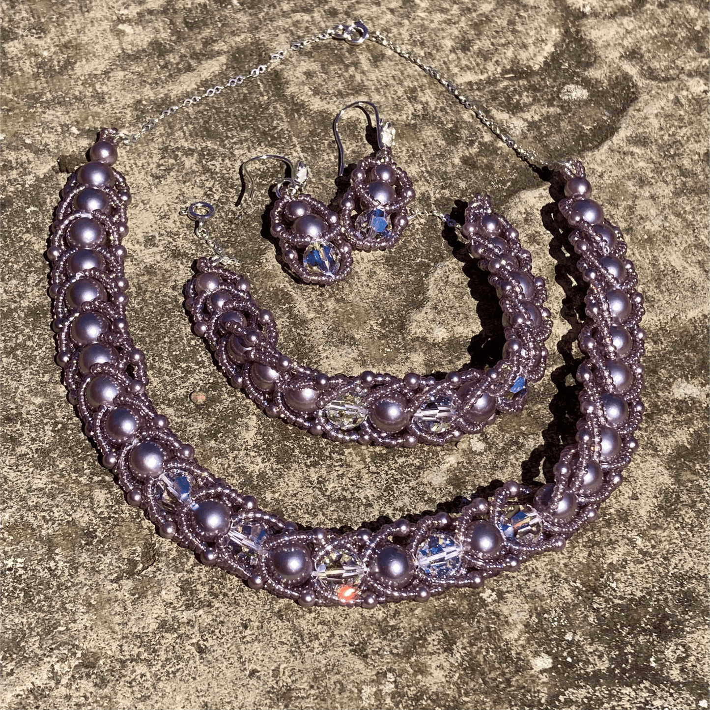 Necklace Mauve Shell Pearl Bridal Set Jewelz Galore Buy Mauve Pearl Bridal Set | Jewelz Galore | Artisan Jewellery
