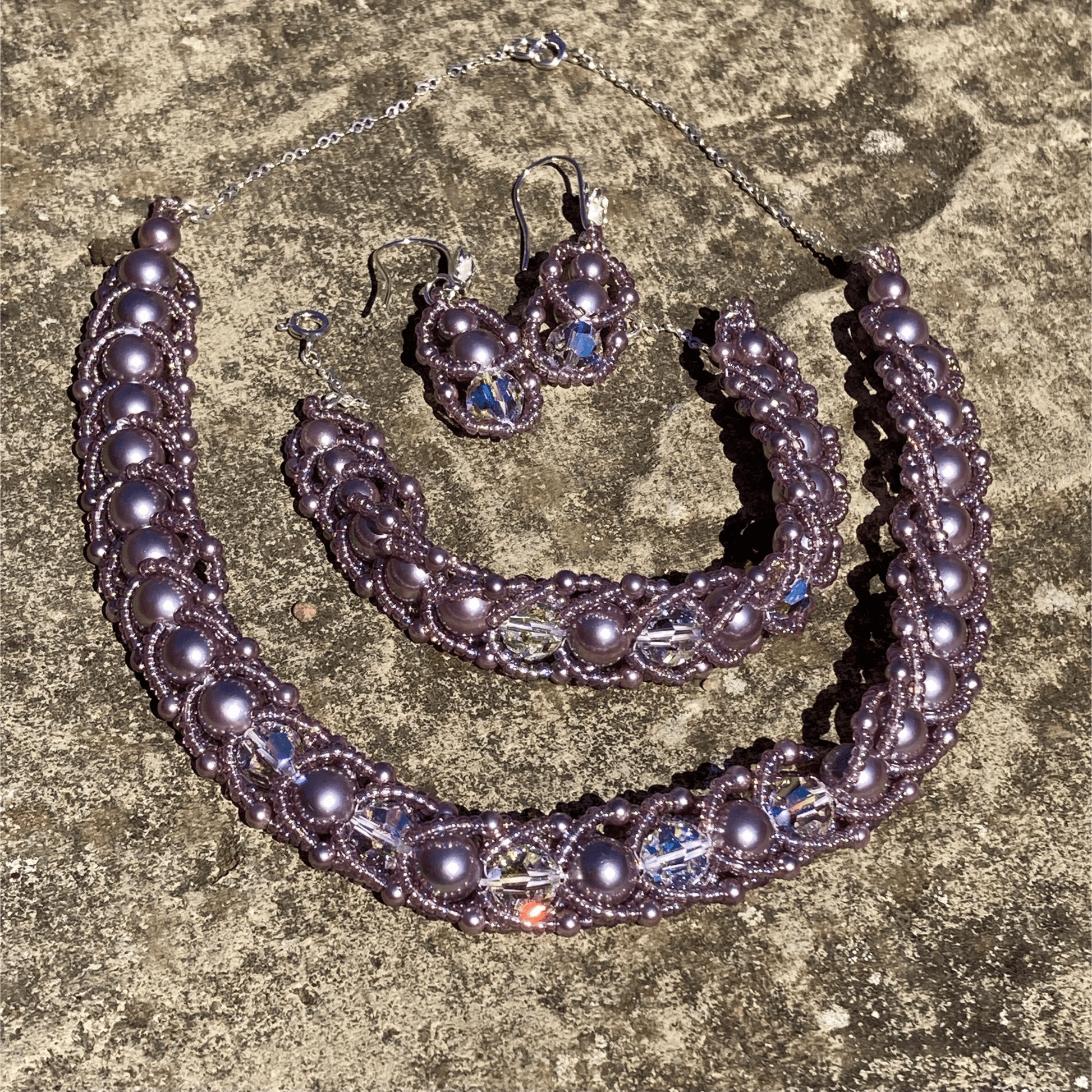 Necklace Mauve Shell Pearl Bridal Set Jewelz Galore Buy Mauve Pearl Bridal Set | Jewelz Galore | Artisan Jewellery