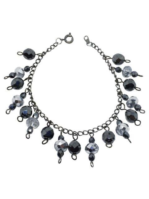 Black Beaded Charm Bracelet