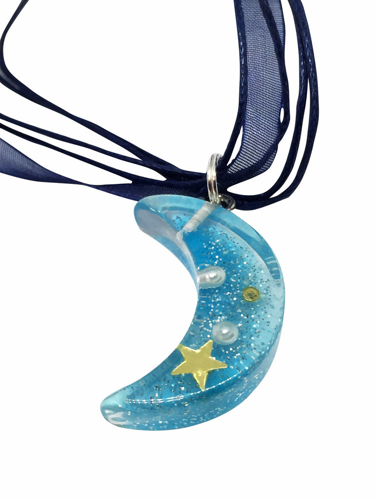 Blue Resin Moon Pendant