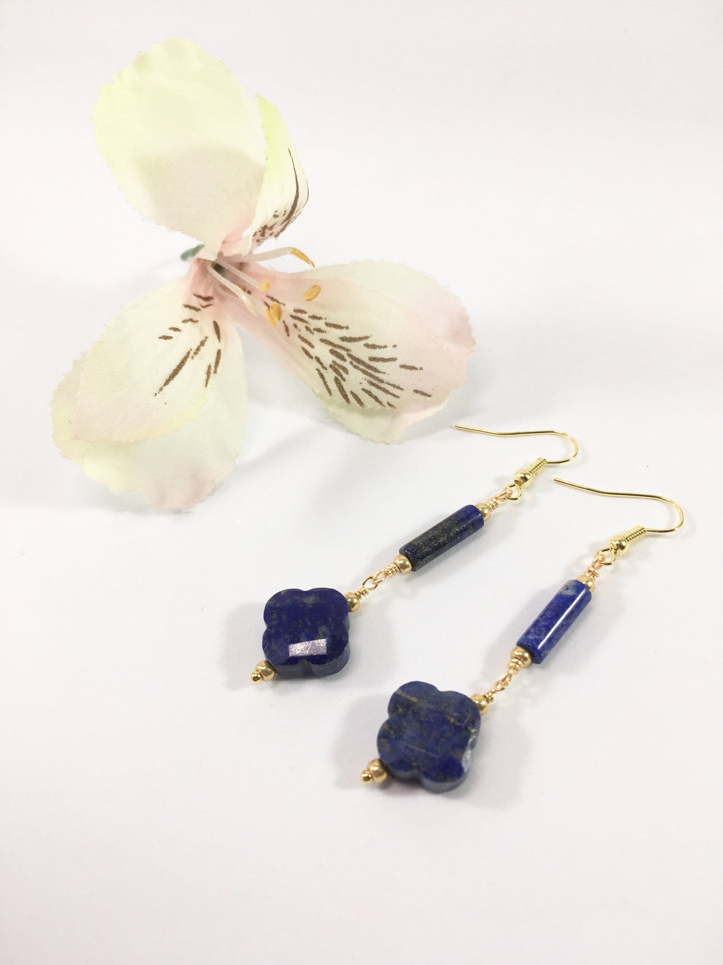Earrings Lapis Lazuli Flower Earrings Jewelz Galore