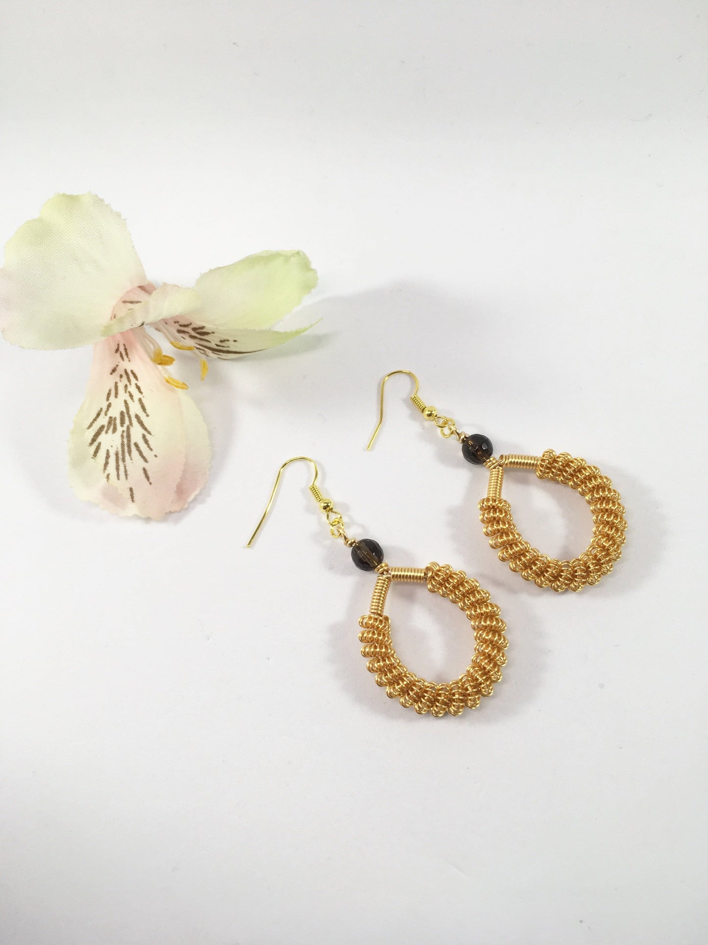 Earrings Smokey Quartz Coiled Earrings Jewelz Galore