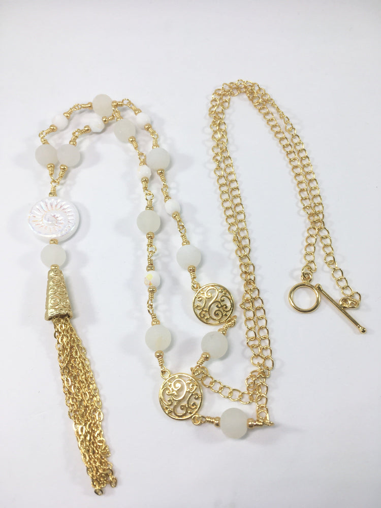 Amonite Tassel Necklace