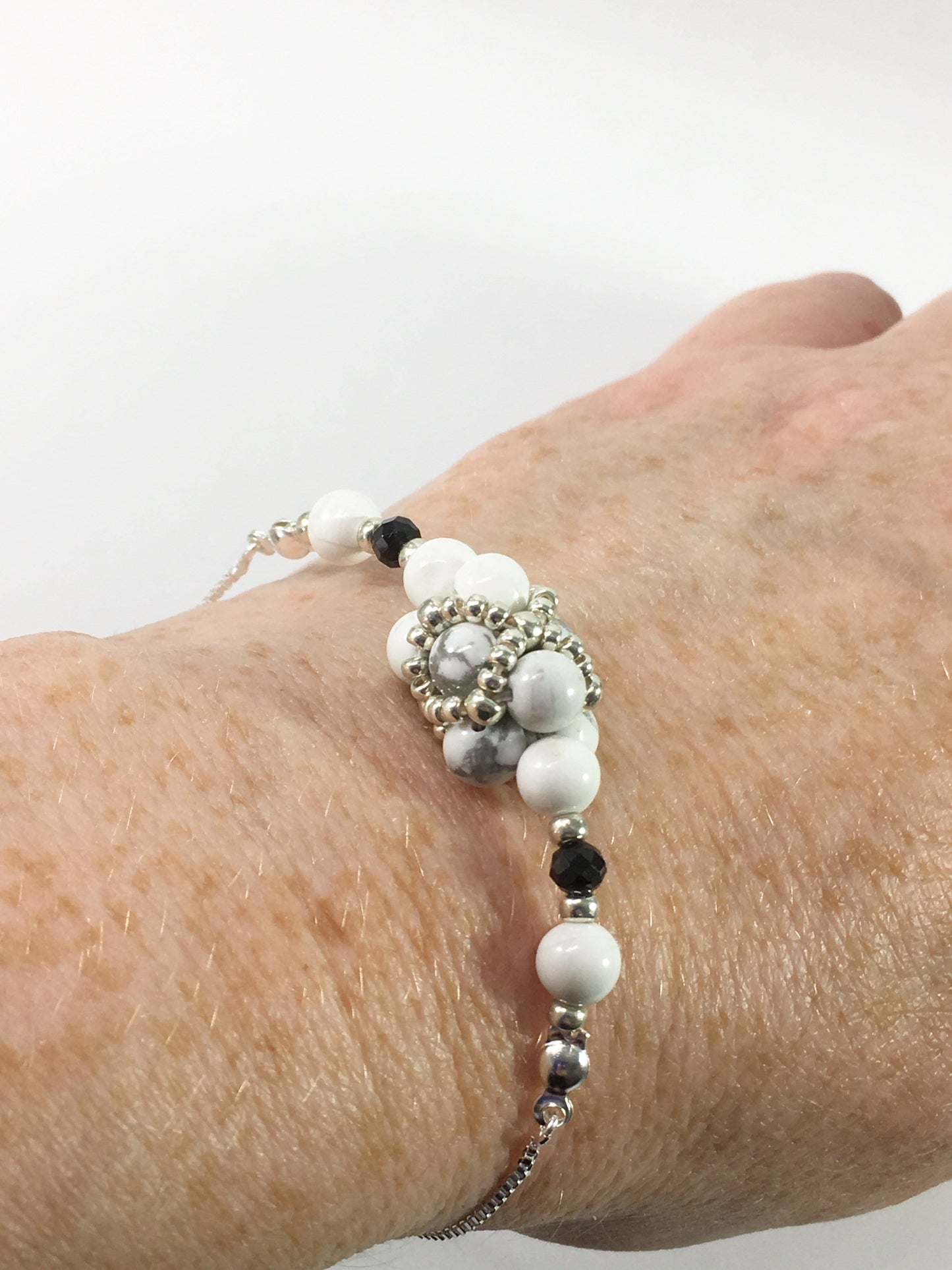 Bracelet Howlite And Black Spinel Bracelet Jewelz Galore Howlite And Black Spinel Bracelet | Jewelz Galore | Jewellery Online