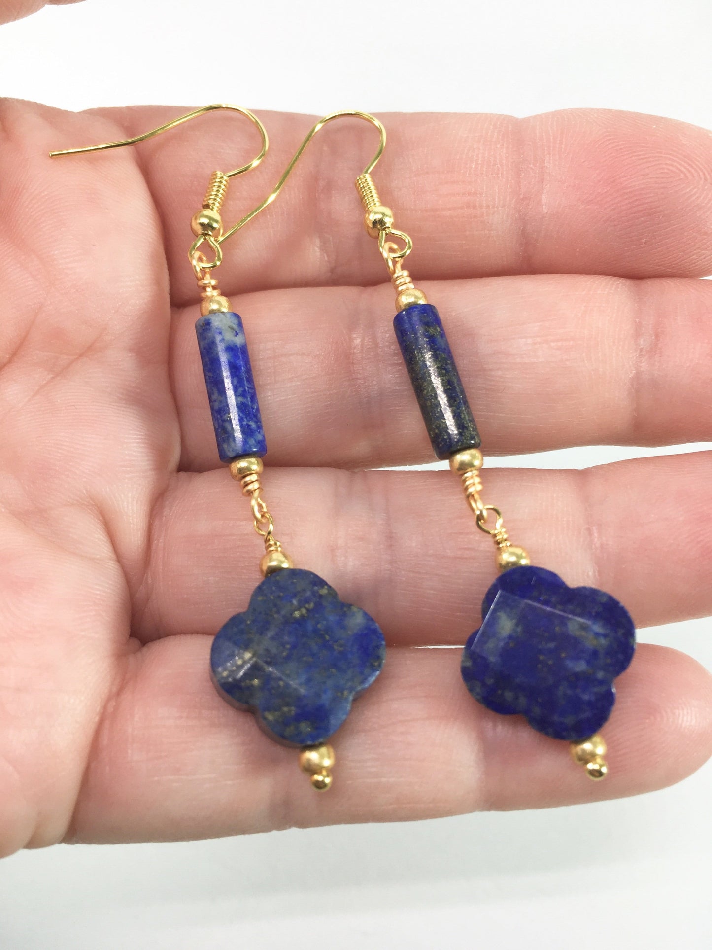 Earrings Lapis Lazuli Flower Earrings Jewelz Galore