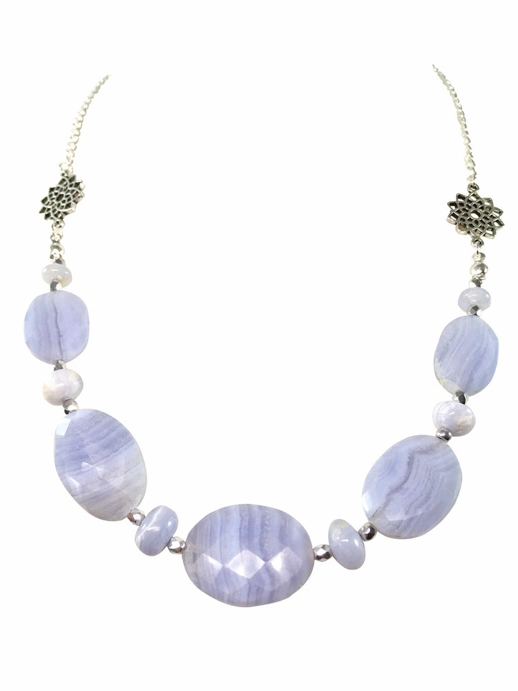 Blue Lace Agate Gemstone Necklace
