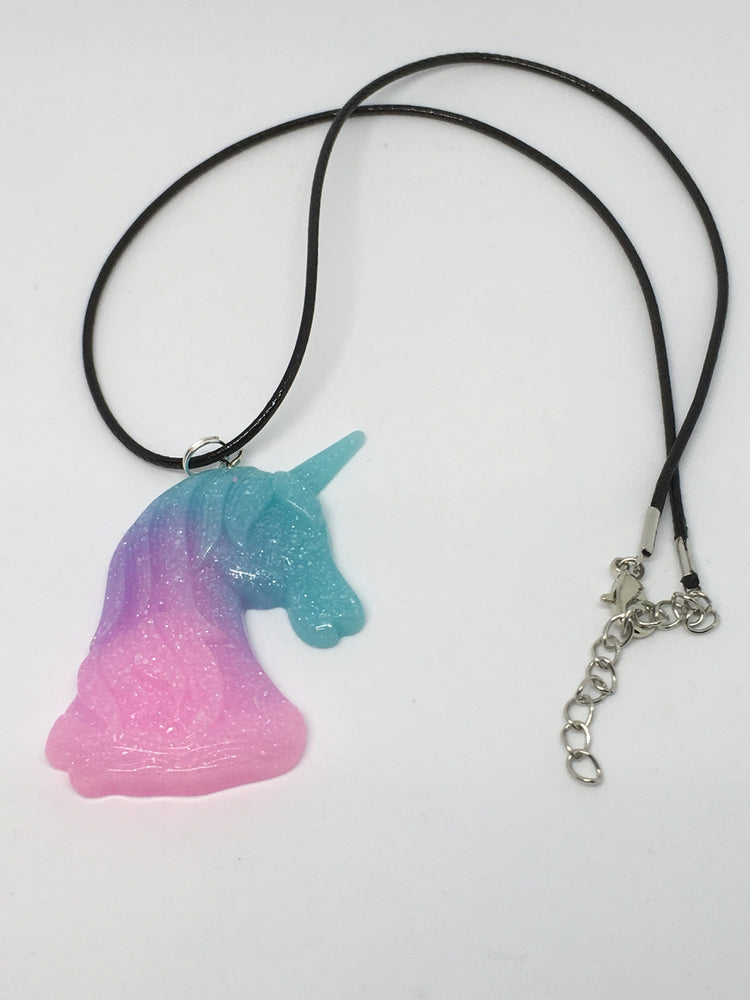 Pastel Resin Glitter Unicorn Pendant