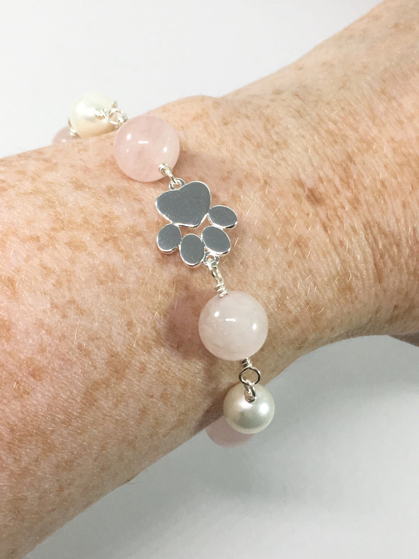 Bracelet Rose Quartz Paw Bracelet Jewelz Galore Rose Quartz Paw Bracelet | Jewelz Galore | Handmade Jewellery Online
