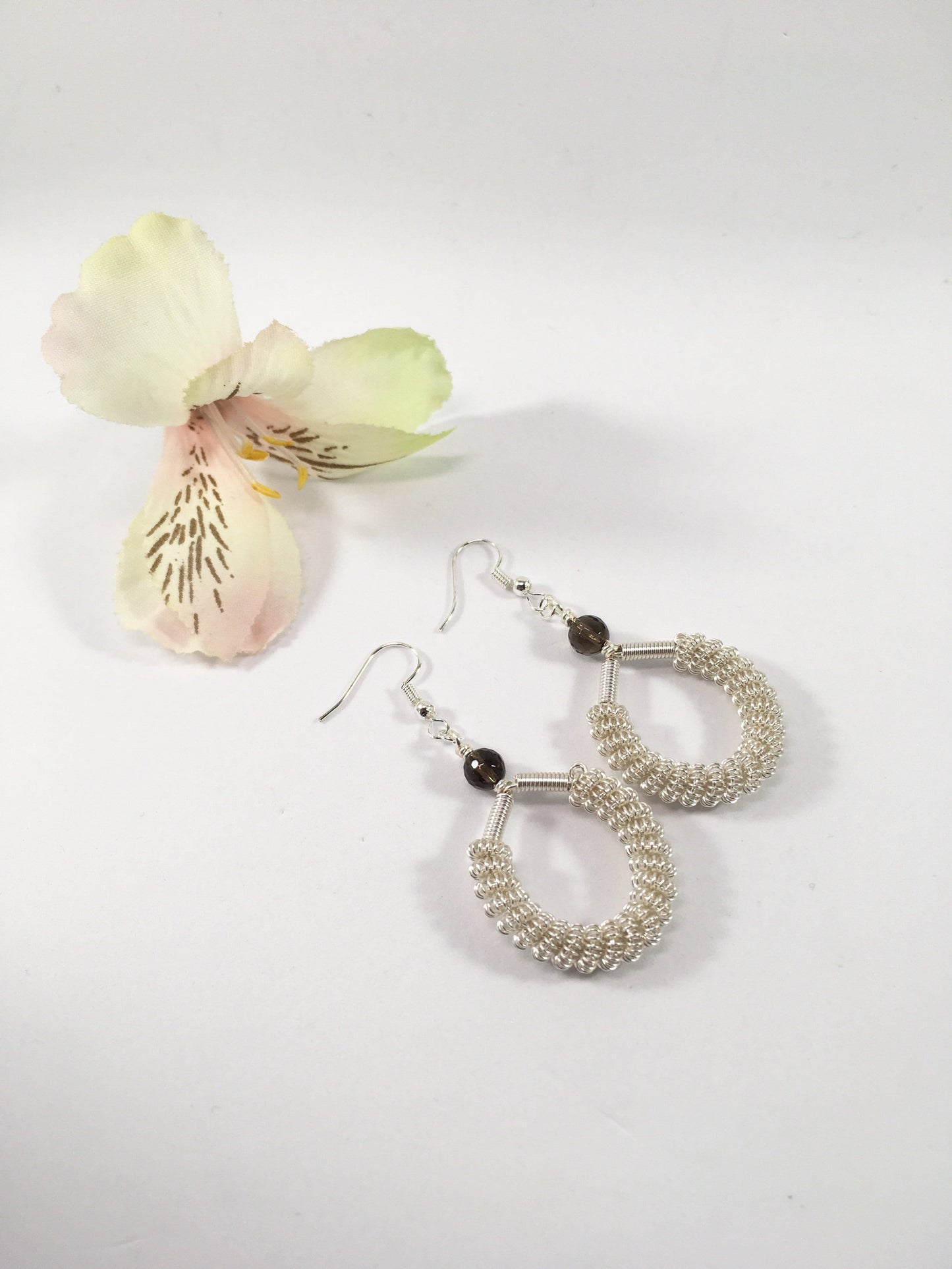 Earrings Smokey Quartz Coiled Earrings Jewelz Galore