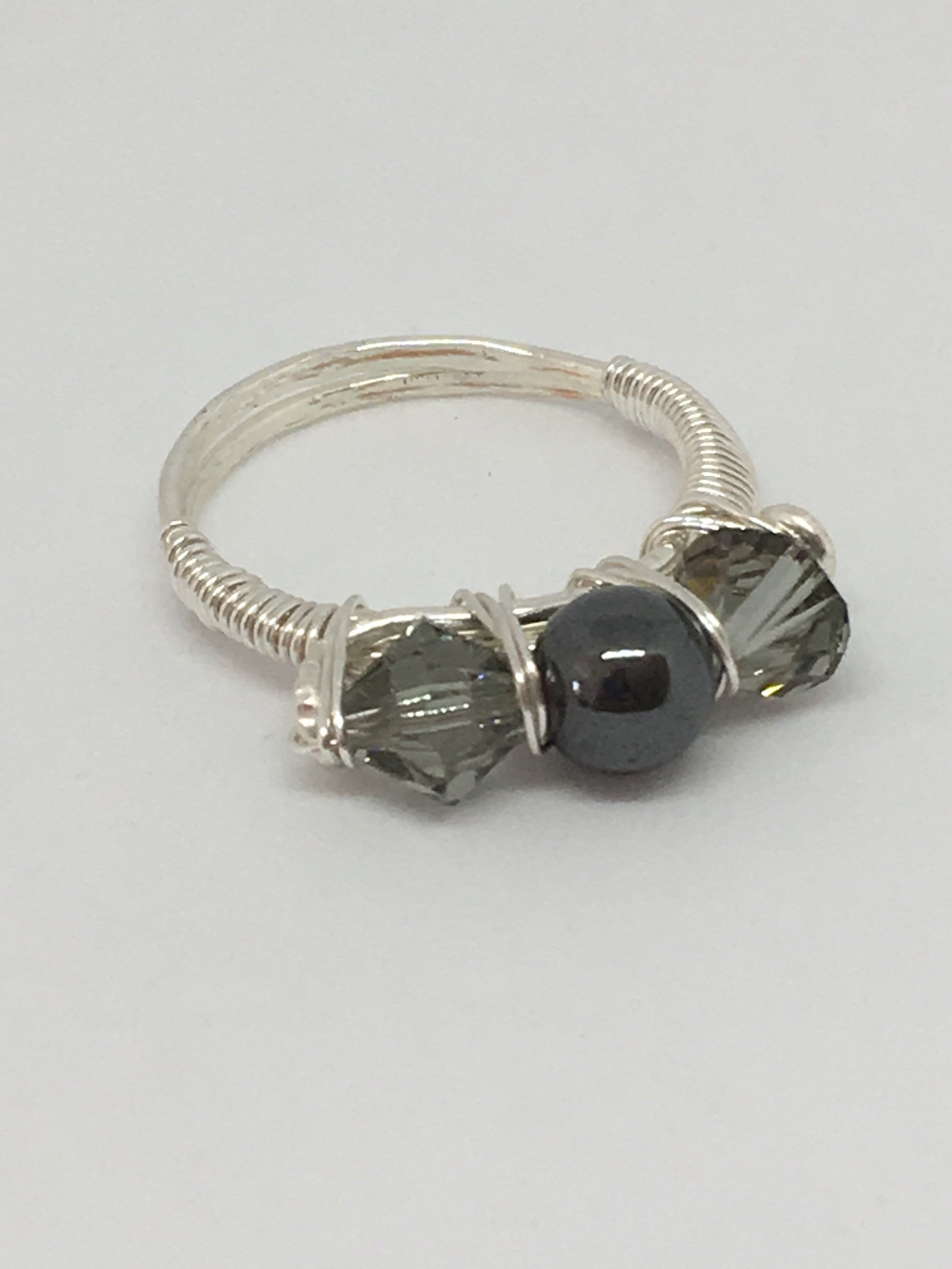 Rings K = 5 1/4 / Hematine + Swarovski Wire Wrapped Gemstone Rings Jewelz Galore Wire Wrapped Gemstone Rings | Jewelz Galore | Jewellery In Cambridge