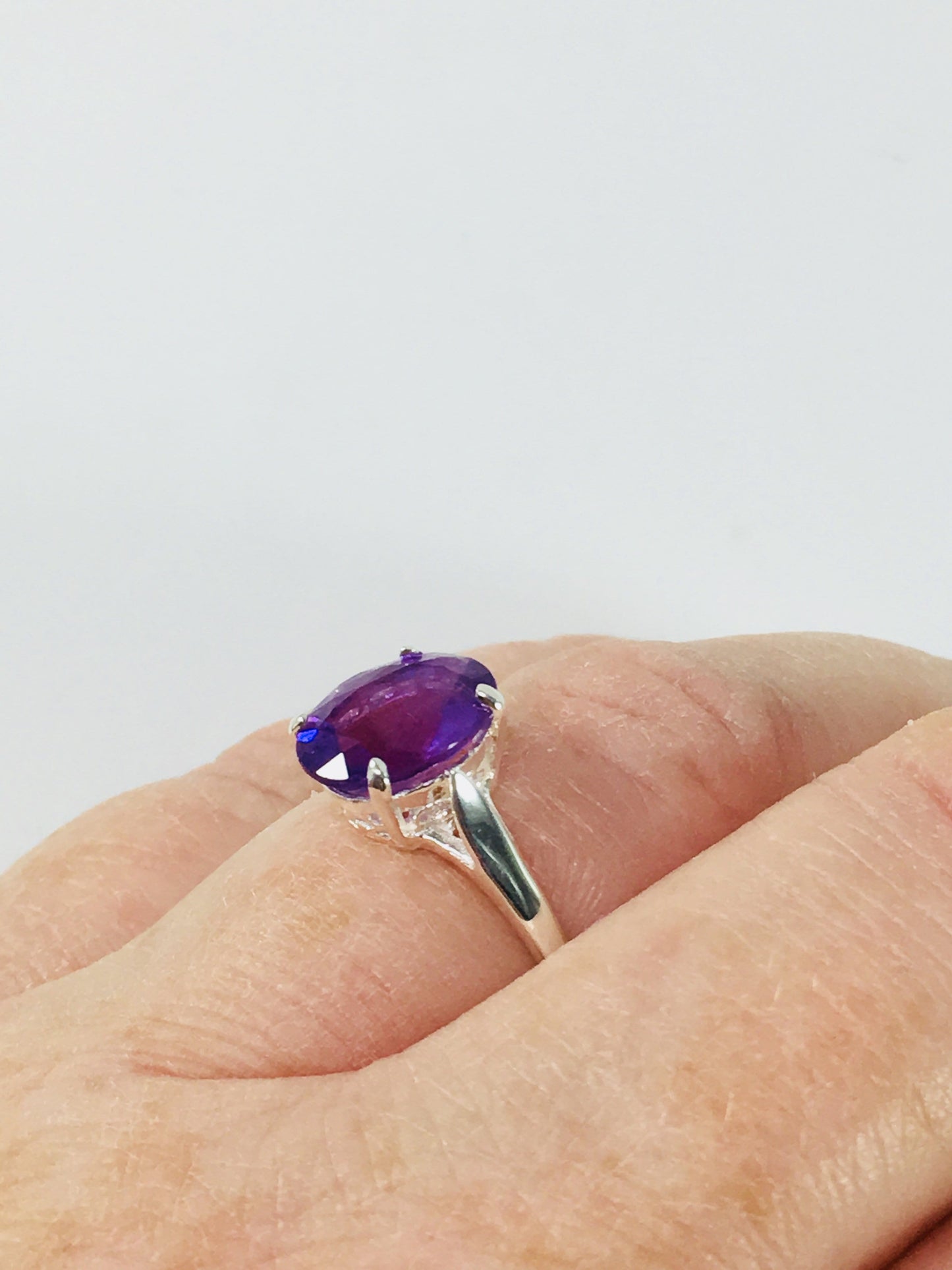 Ring Oval Faceted Amethyst And Sterling Silver Ring Jewelz Galore Ladies Oval Amethyst Ring | Jewelz Galore | Silver Jewellery Online