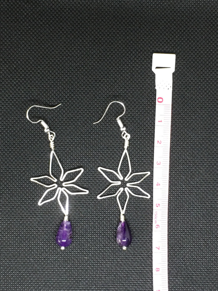 Amethyst Star Flower Earrings