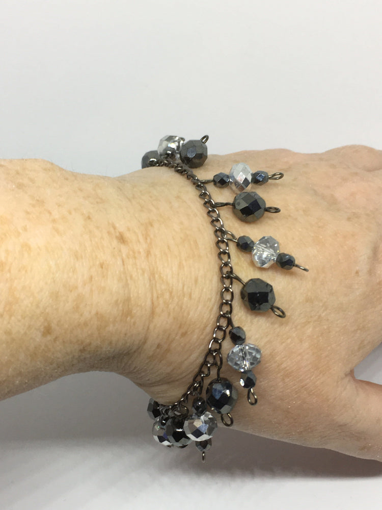 Black Beaded Charm Bracelet
