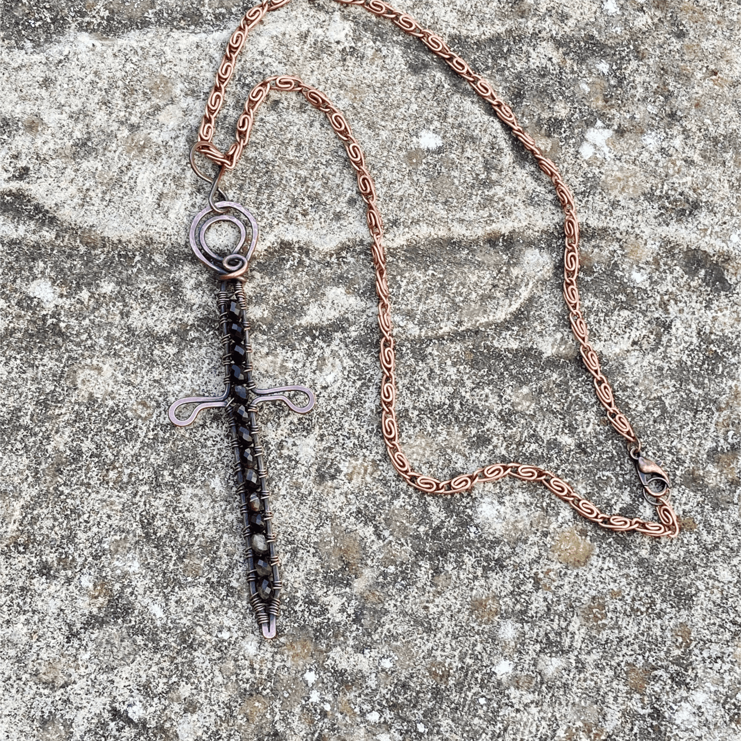 Pendant Golden Obsidian Copper Sword Pendant Jewelz Galore Golden Obsidian Copper Sword Pendant | Jewelz Galore | Jewellery