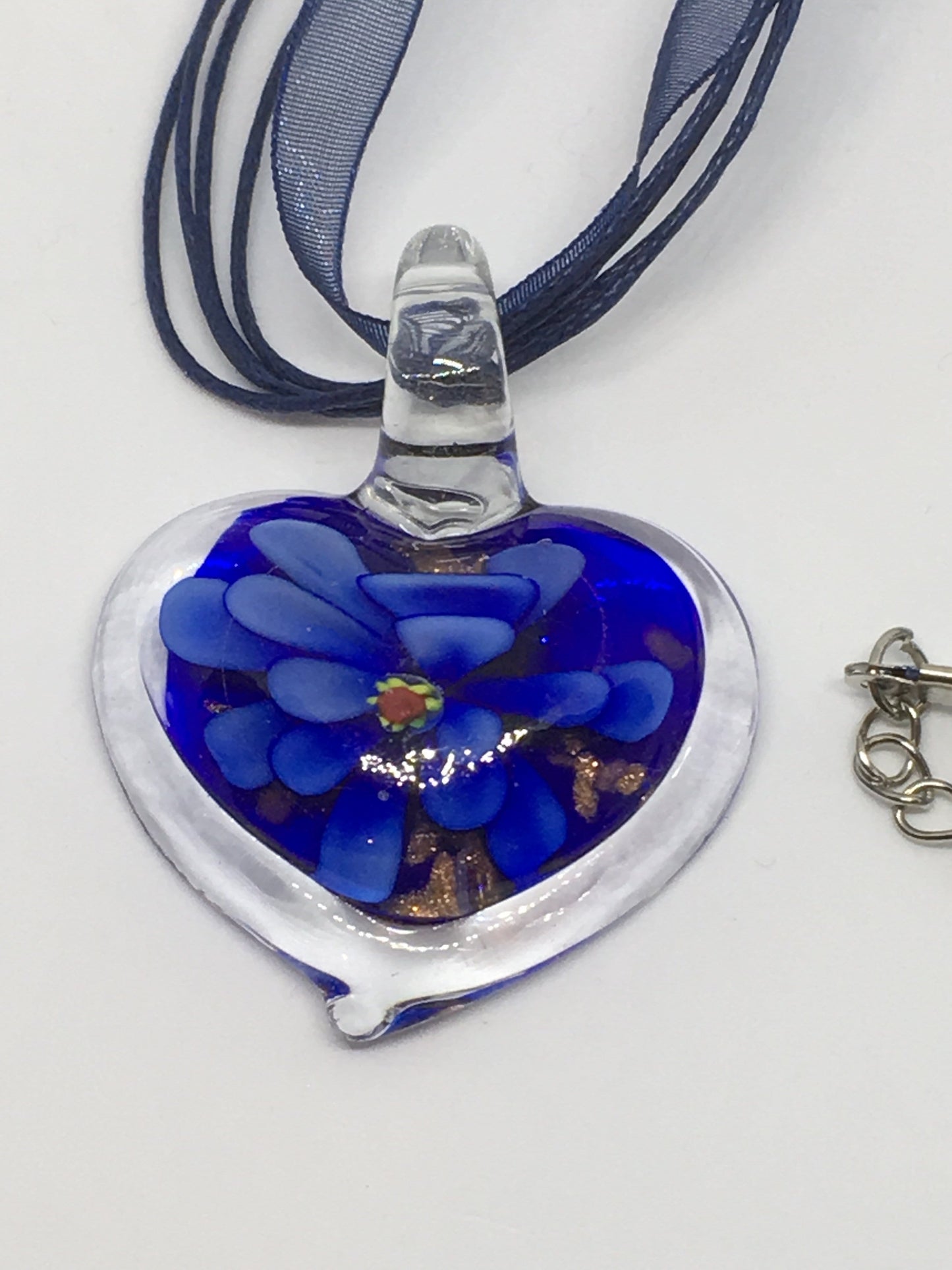 Necklace Blue Flower Lampwork Pendant Jewelz Galore Blue Lampwork Pendant | Jewelz Galore | Handmade Jewellery Cambridge