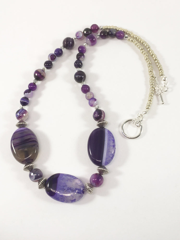 Purple Striped Agate Necklace