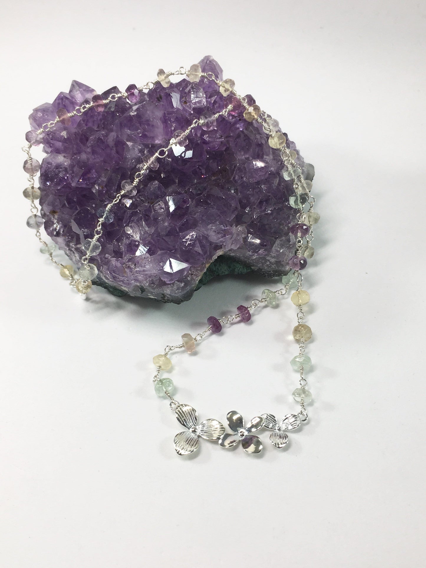 Necklace Floral Fluorite Necklace Jewelz Galore Sterling Silver Floral Fluorite Necklace | Jewelz Galore | Jewellery