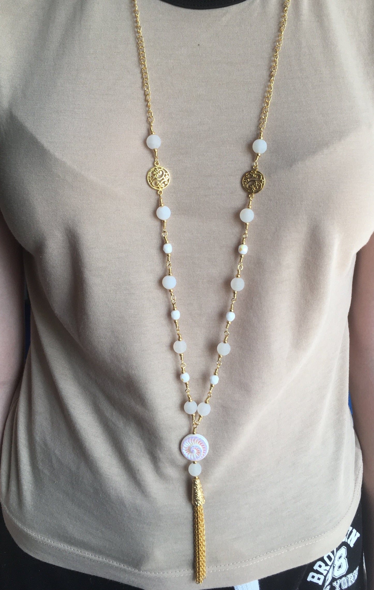 Necklace Amonite Tassel Necklace Jewelz Galore Amonite And Quartz Tassel Necklace | Jewelz Galore | Jewellery Online