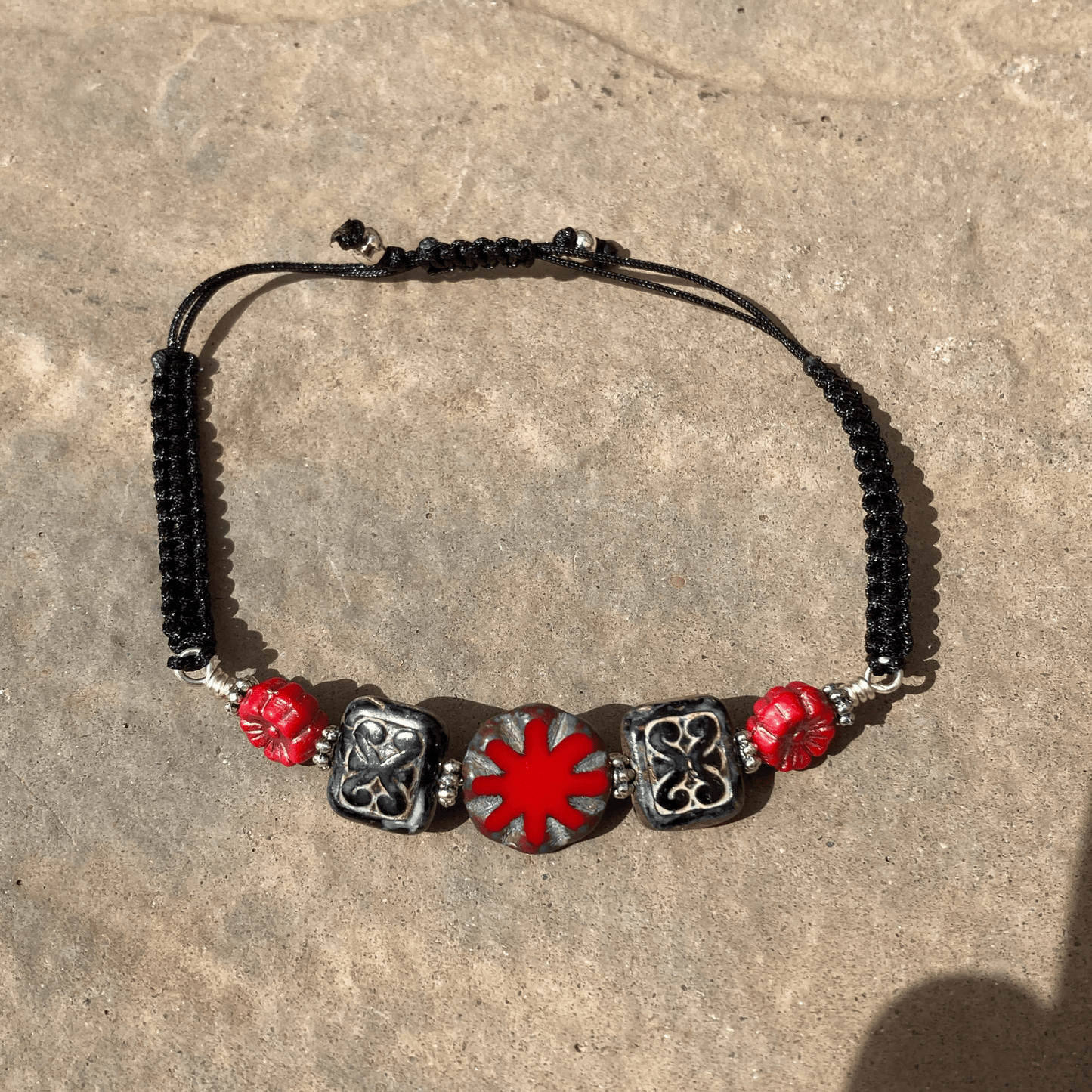 Bracelets Black Czech Beaded Macrame Bracelet Jewelz Galore Handmade Czech Beaded Macrame Bracelet | Jewelz Galore | Jewellery