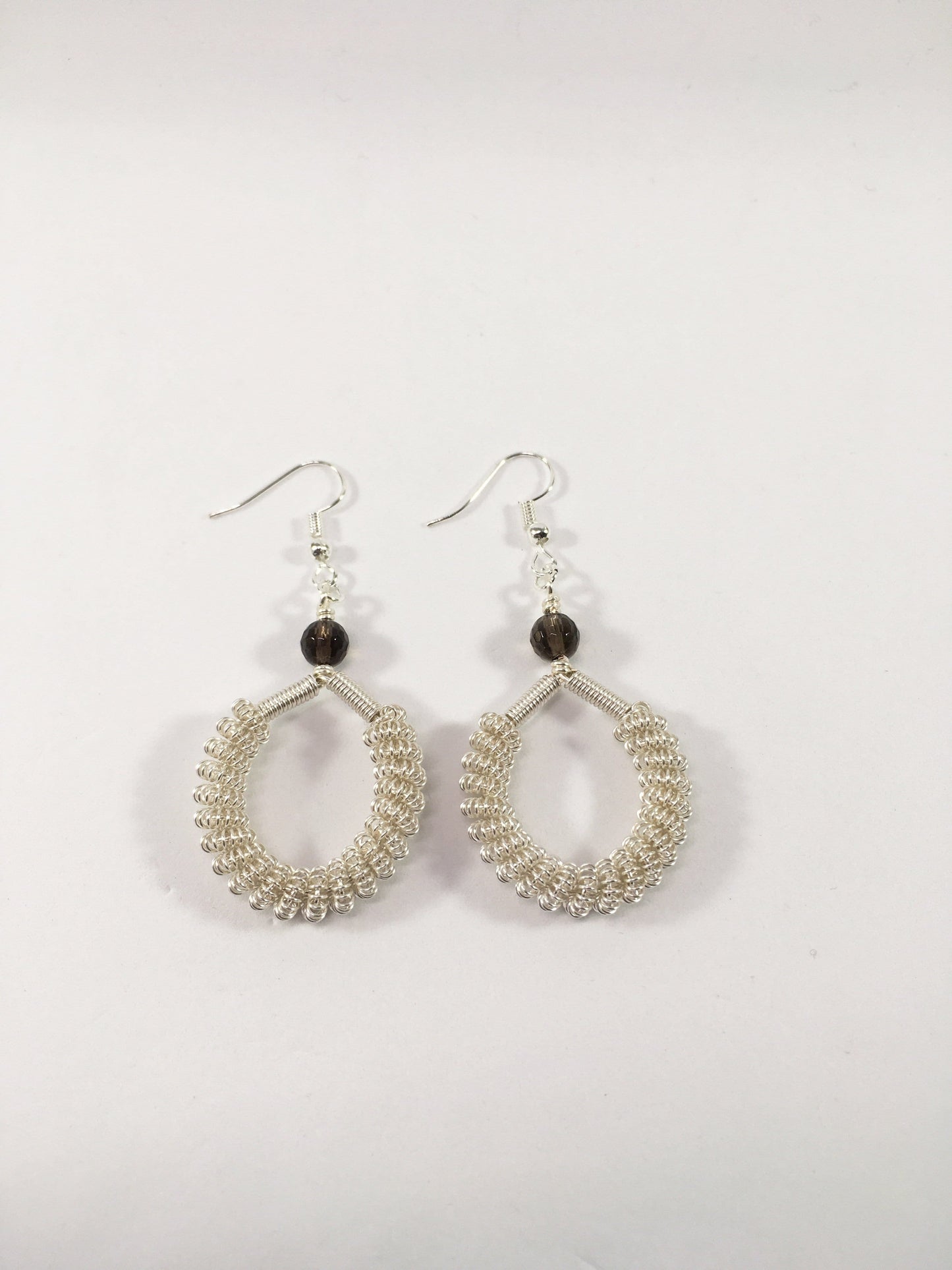 Earrings Silver Smokey Quartz Coiled Earrings Jewelz Galore