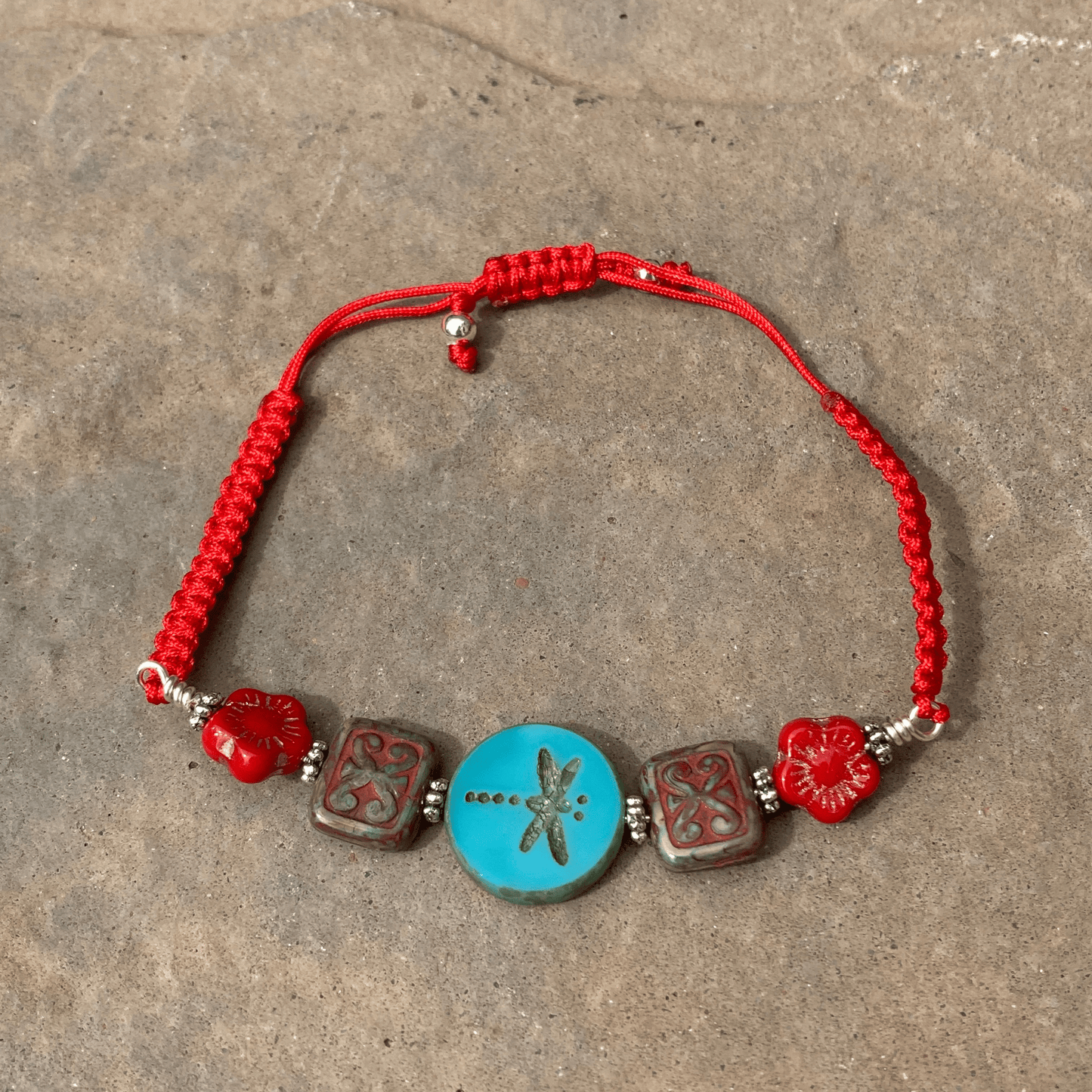 Bracelets Red Czech Beaded Macrame Bracelet Jewelz Galore Handmade Czech Beaded Macrame Bracelet | Jewelz Galore | Jewellery