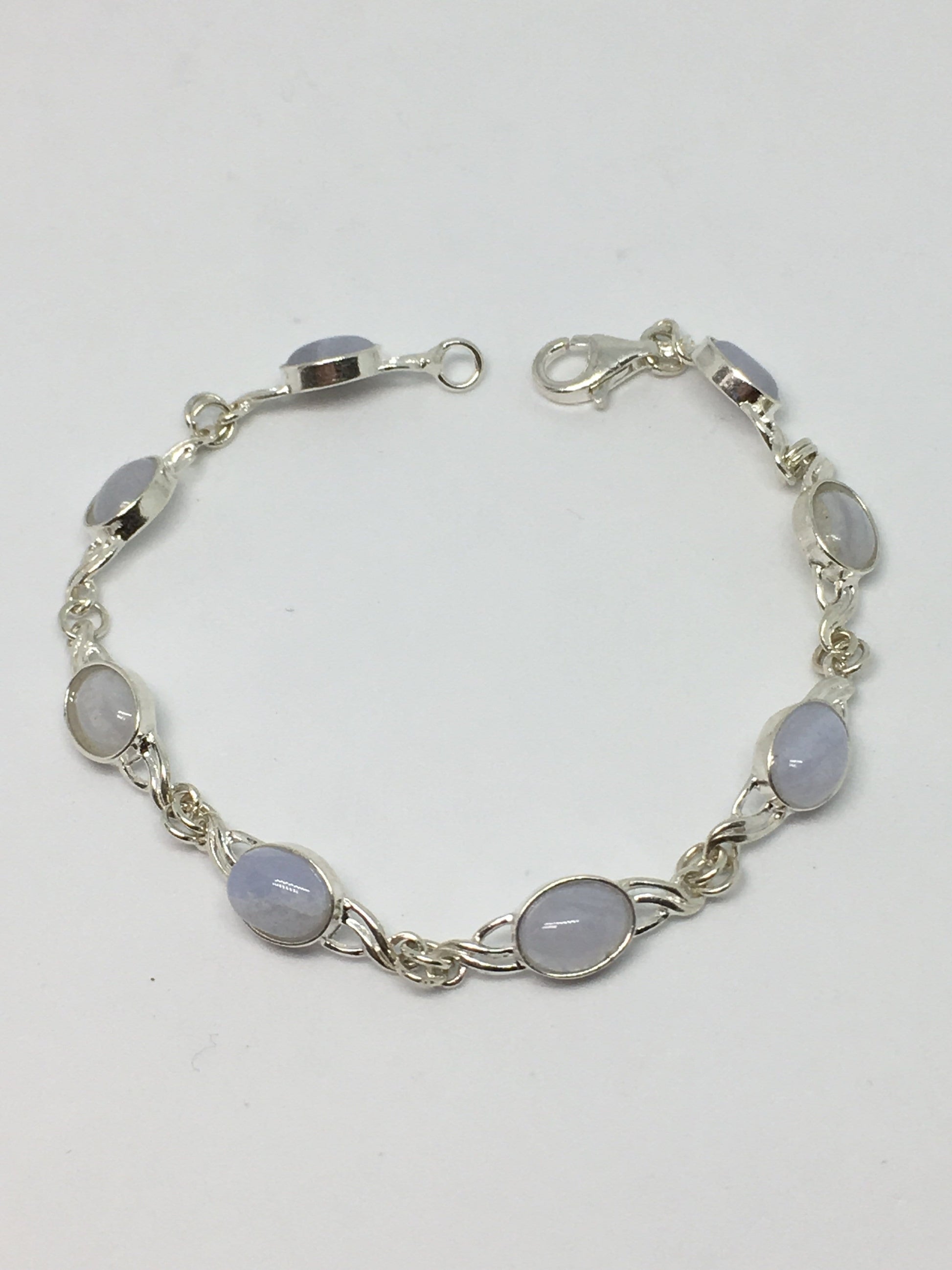 Bracelet Blue Lace Agate Sterling Silver Celtic Twist Blue Lace Agate Bracelet Jewelz Galore Sterling Silver Blue Lace Agate Celtic Bracelet | Jewelz Galore