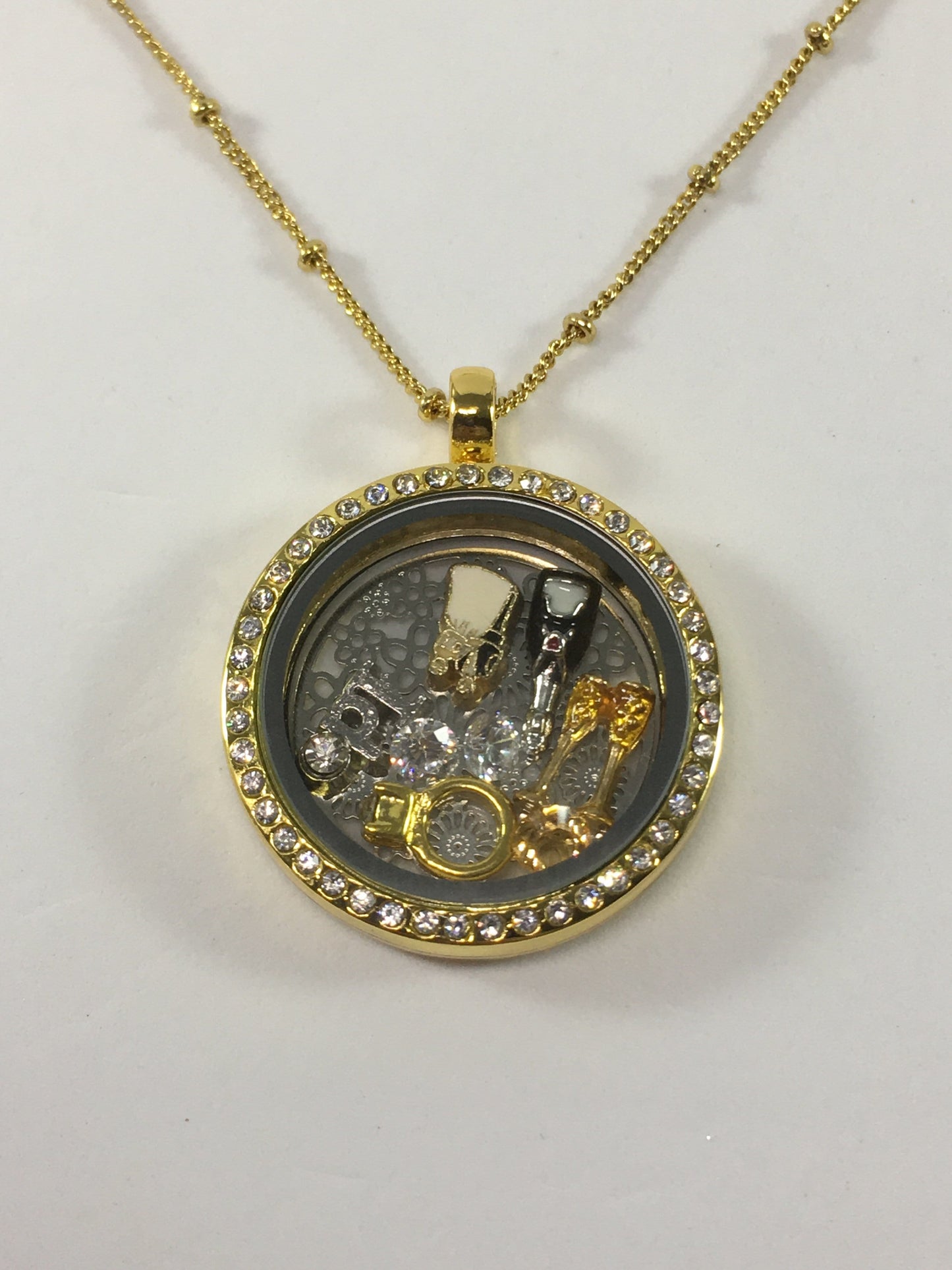 Necklace Gold Stainless Steel Wedding Floating Locket Jewelz Galore Gold Stainless Steel Wedding Necklace | Jewelz Galore