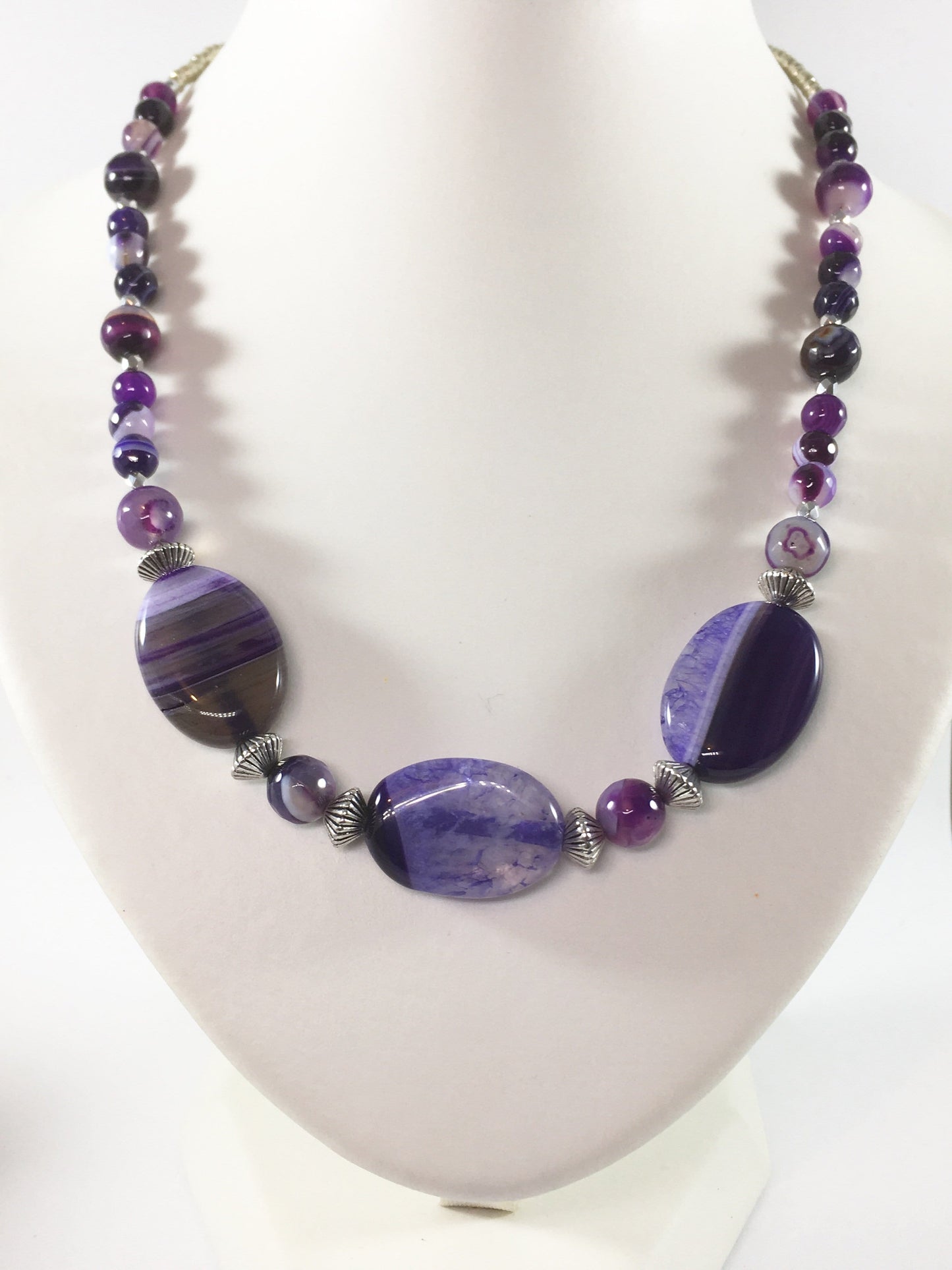 Necklace Purple Striped Agate Necklace Jewelz Galore