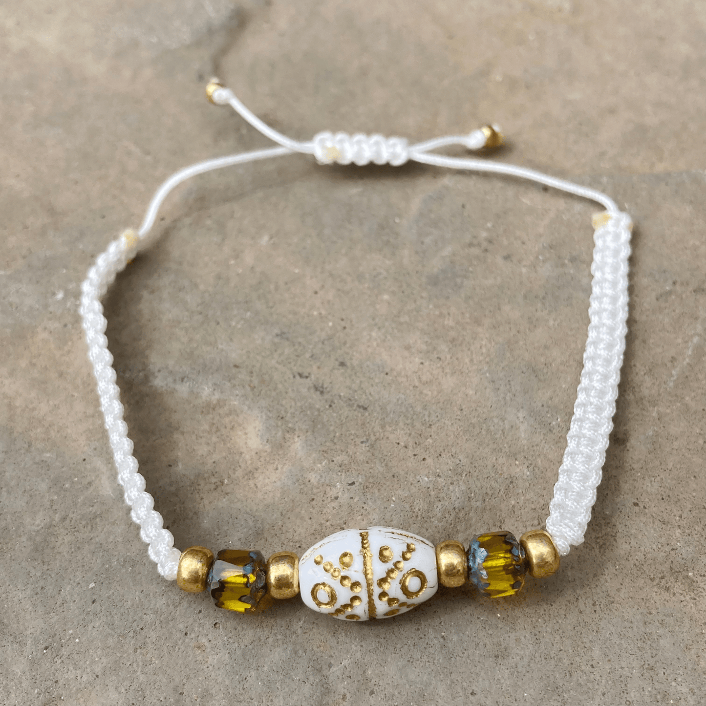 Bracelets White Beaded Macrame Bracelet Jewelz Galore Handmade Beaded Macrame Bracelet | Jewelz Galore | Jewellery Online