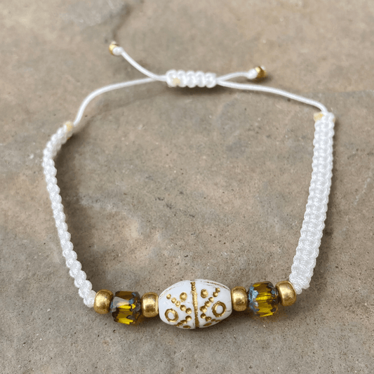 Bracelets White Beaded Macrame Bracelet Jewelz Galore Handmade Beaded Macrame Bracelet | Jewelz Galore | Jewellery Online