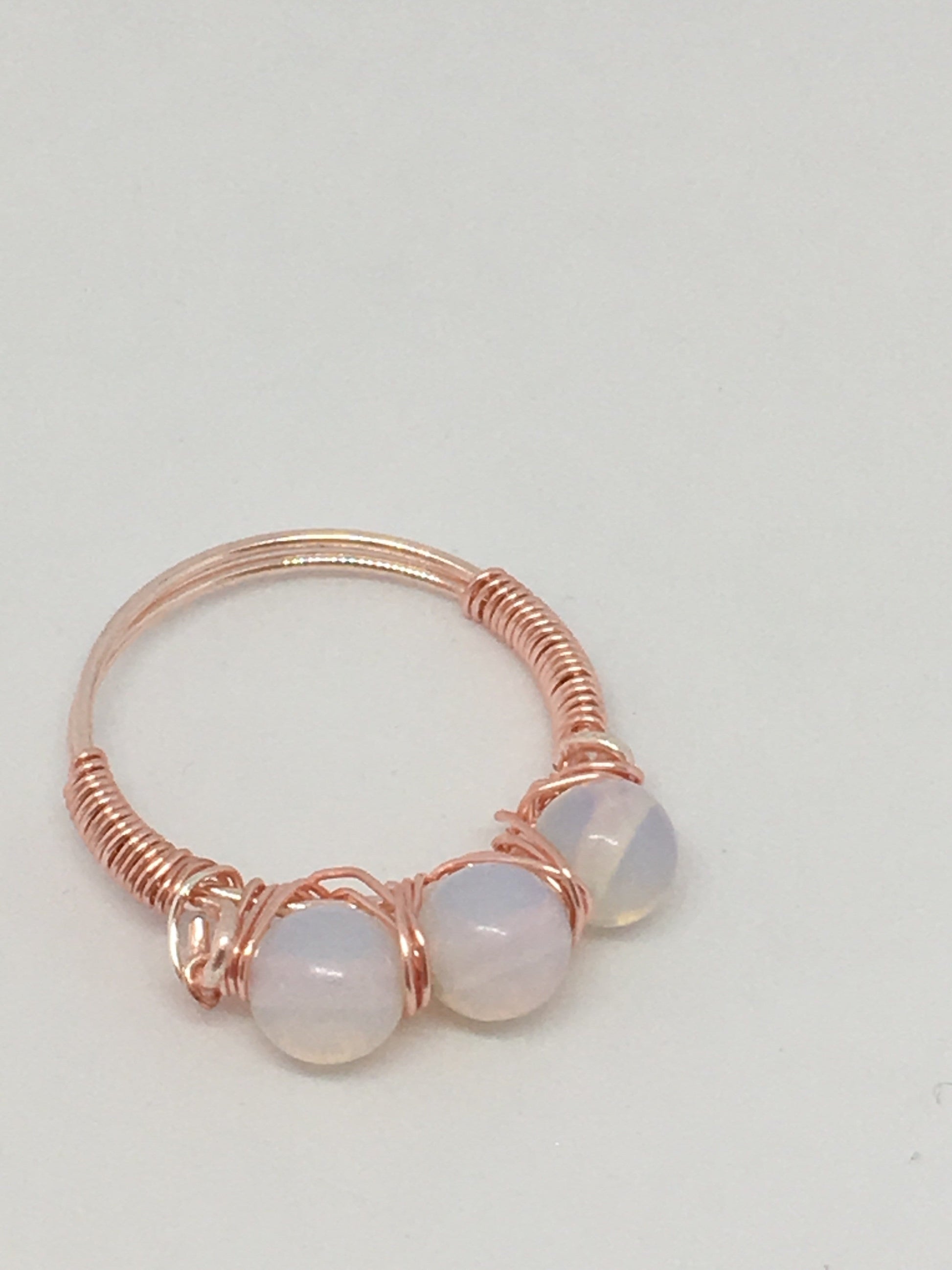 Rings N = 6 3/4 / Moonstone Rose Gold Wire Wrapped Gemstone Rings Jewelz Galore Wire Wrapped Gemstone Rings | Jewelz Galore | Jewellery In Cambridge