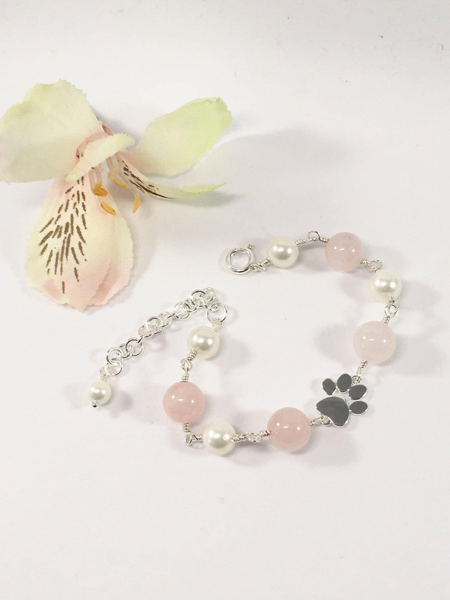 Bracelet Rose Quartz Paw Bracelet Jewelz Galore Rose Quartz Paw Bracelet | Jewelz Galore | Handmade Jewellery Online