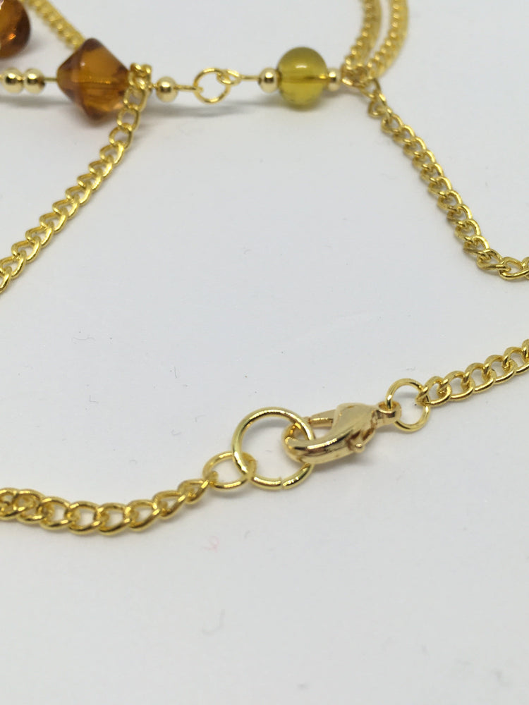 Glass Amber Beaded Necklace