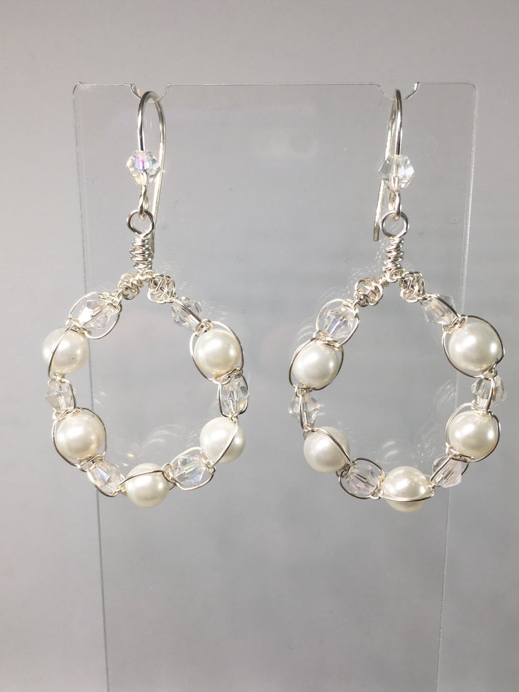 Shell Pearl Hoop Earrings