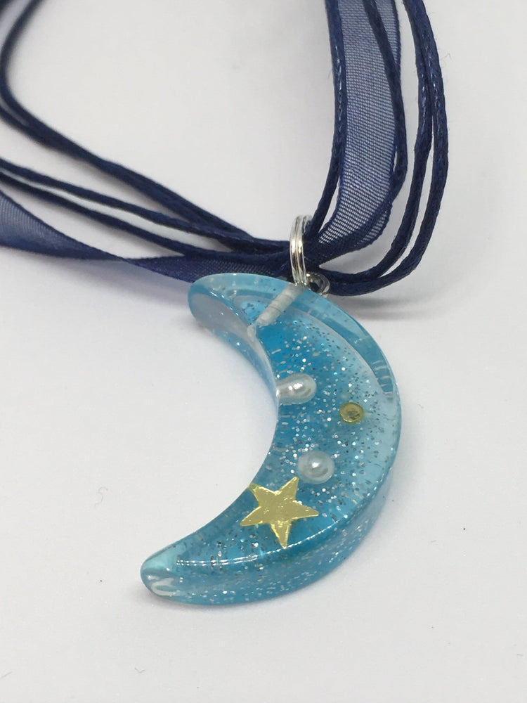 Blue Resin Moon Pendant