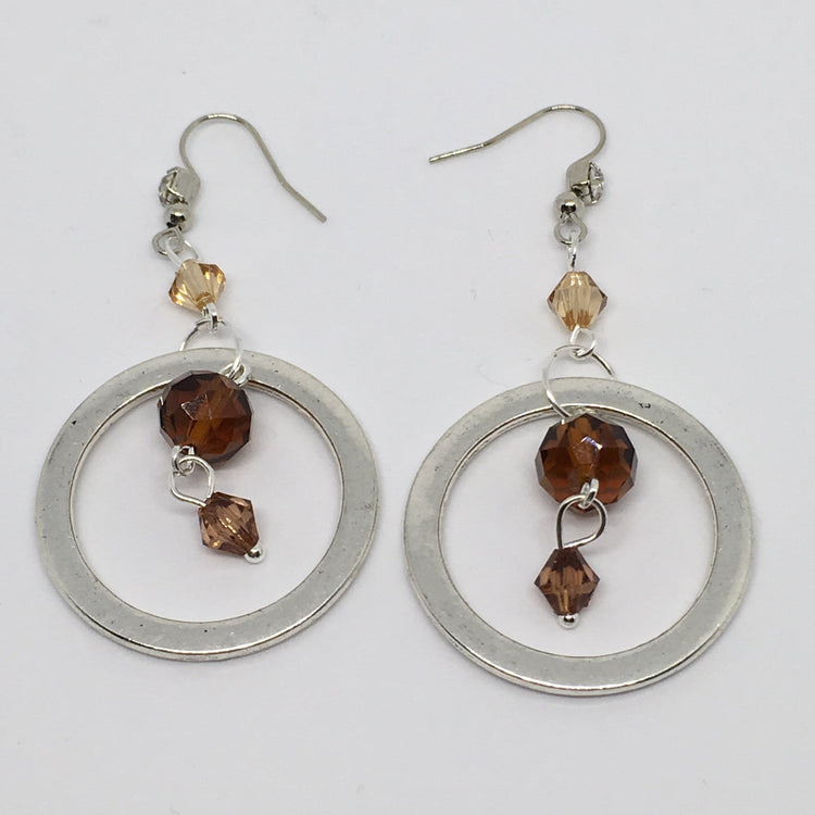 Coffee Beaded Dangle Earrings