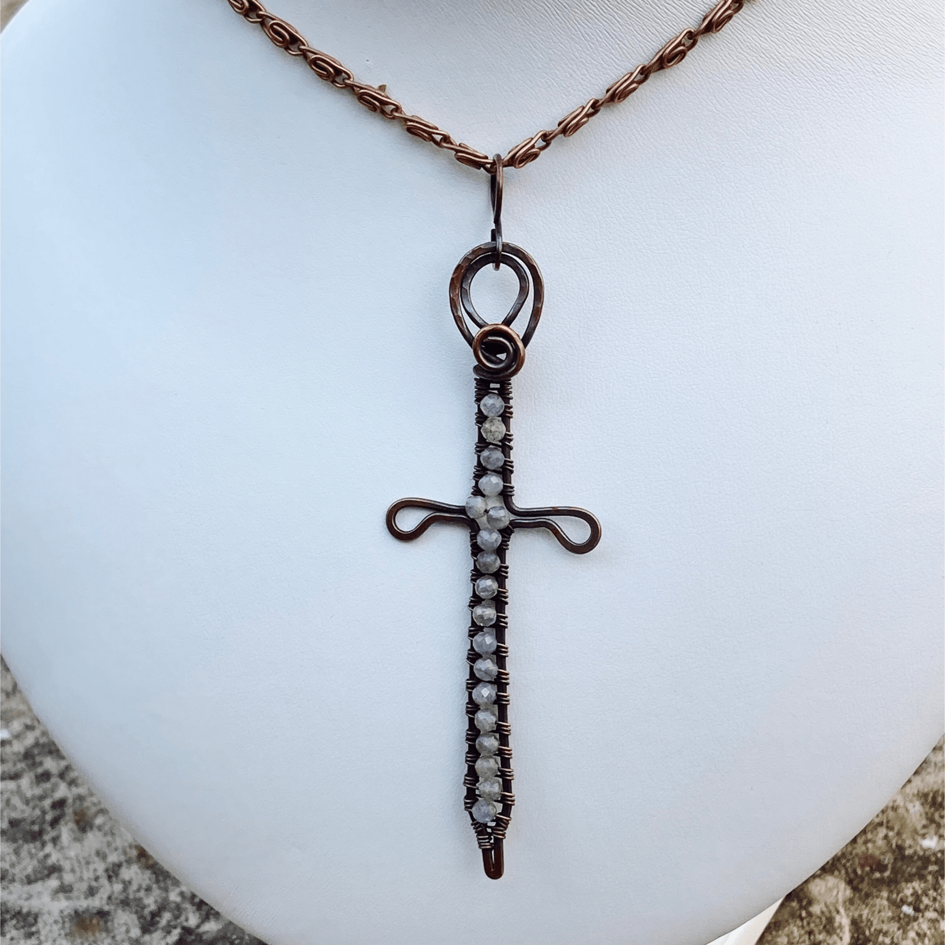 Pendant Moonstone Copper Sword Pendant Jewelz Galore Buy Moonstone Copper Sword Pendant | Jewelz Galore | Jewellery Online
