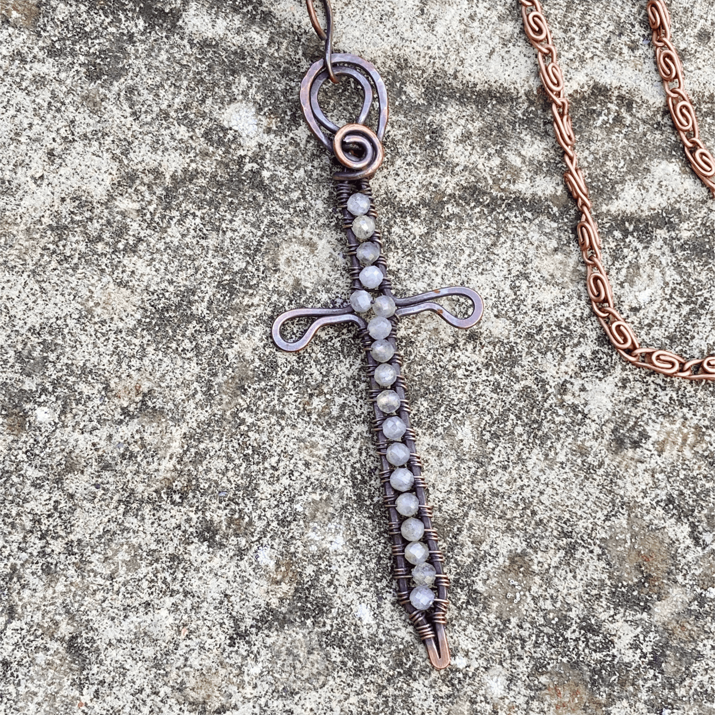 Pendant Moonstone Copper Sword Pendant Jewelz Galore Buy Moonstone Copper Sword Pendant | Jewelz Galore | Jewellery Online