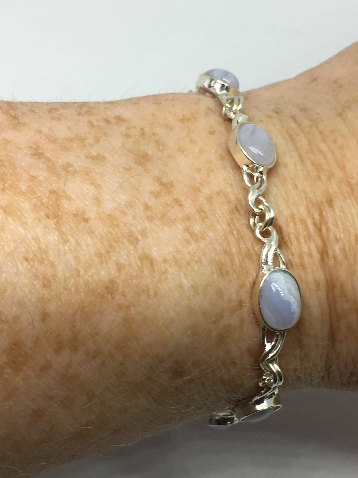 Bracelet Blue Lace Agate Sterling Silver Celtic Twist Blue Lace Agate Bracelet Jewelz Galore Sterling Silver Blue Lace Agate Celtic Bracelet | Jewelz Galore