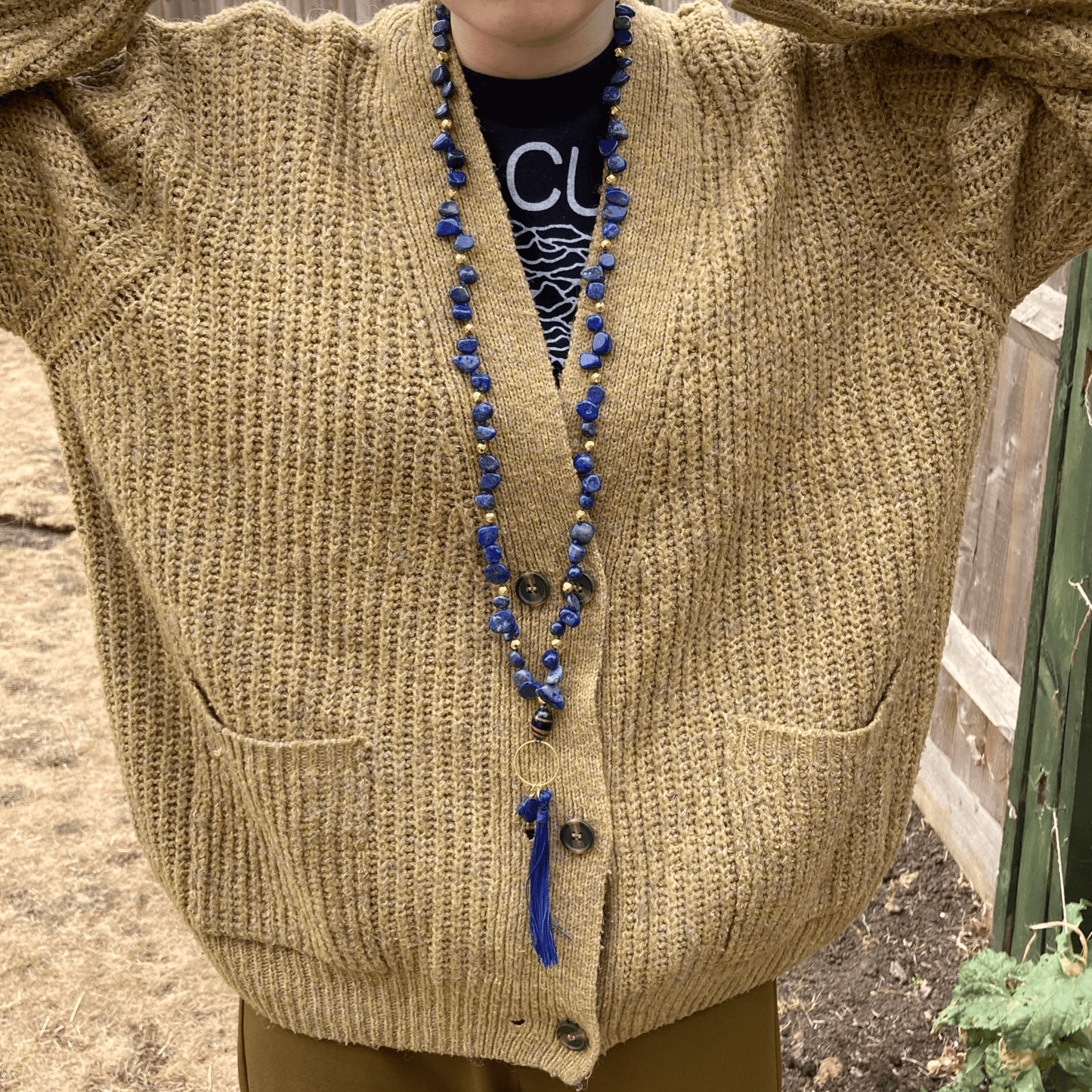 Necklaces Lapis lazuli And Hematite Mala Yoga Style Necklace Jewelz Galore Lapis lazuli And Hematite Mala Yoga Style Necklace | Jewelz Galore