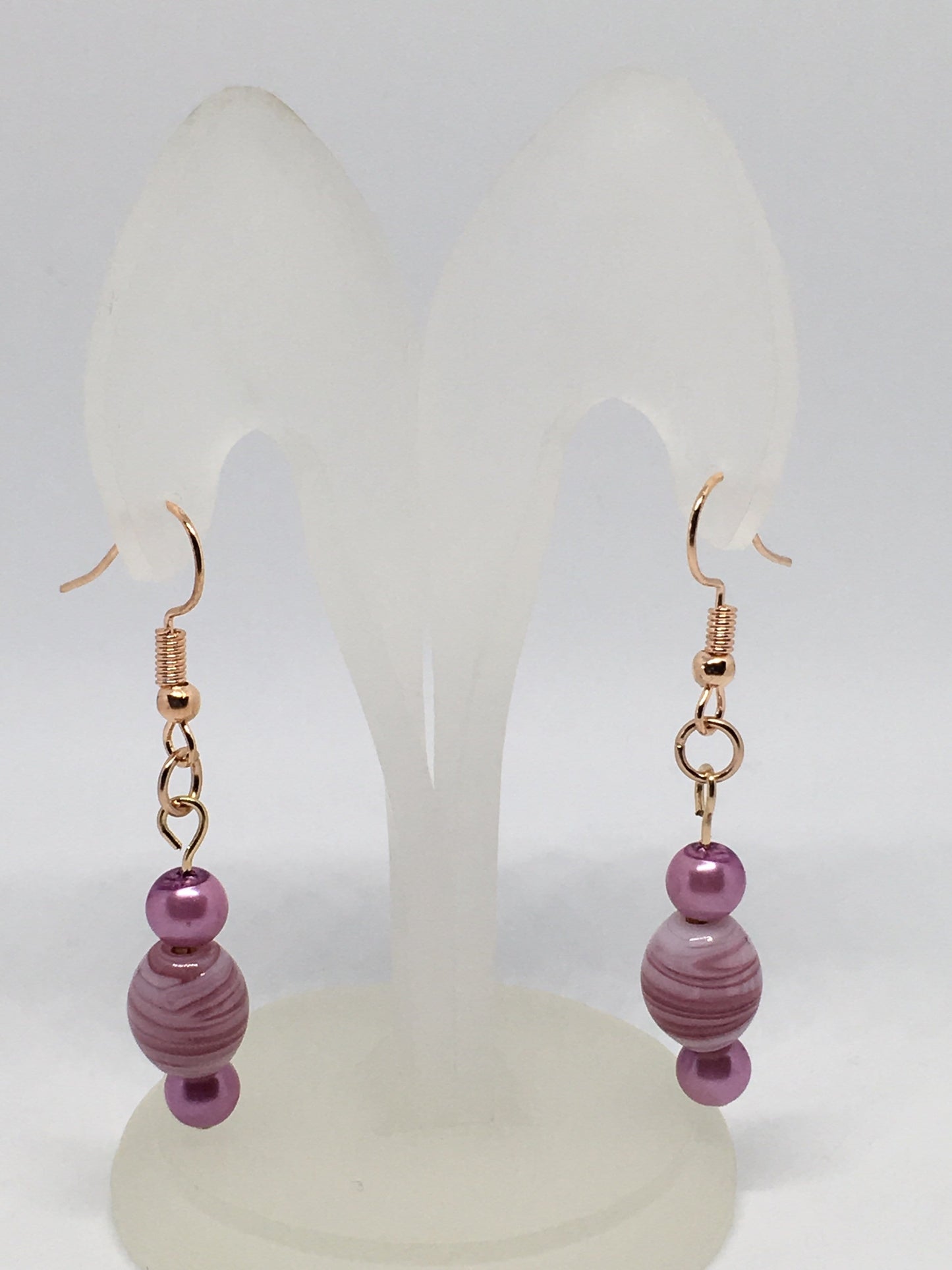 Earrings Mauve Millefiori Earrings Jewelz Galore Mauve Millefiori Beaded Earrings | Jewelz Galore