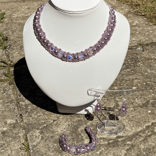 Necklace Mauve Shell Pearl Bridal Set Jewelz Galore Buy Mauve Pearl Bridal Set | Jewelz Galore | Artisan Jewellery