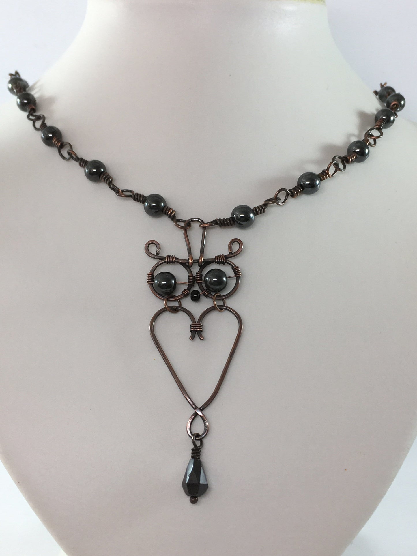 Necklace Wire Wrapped Hematine Owl Necklace Jewelz Galore Owl Gemstone Necklace | Jewelz Galore | Cambridge