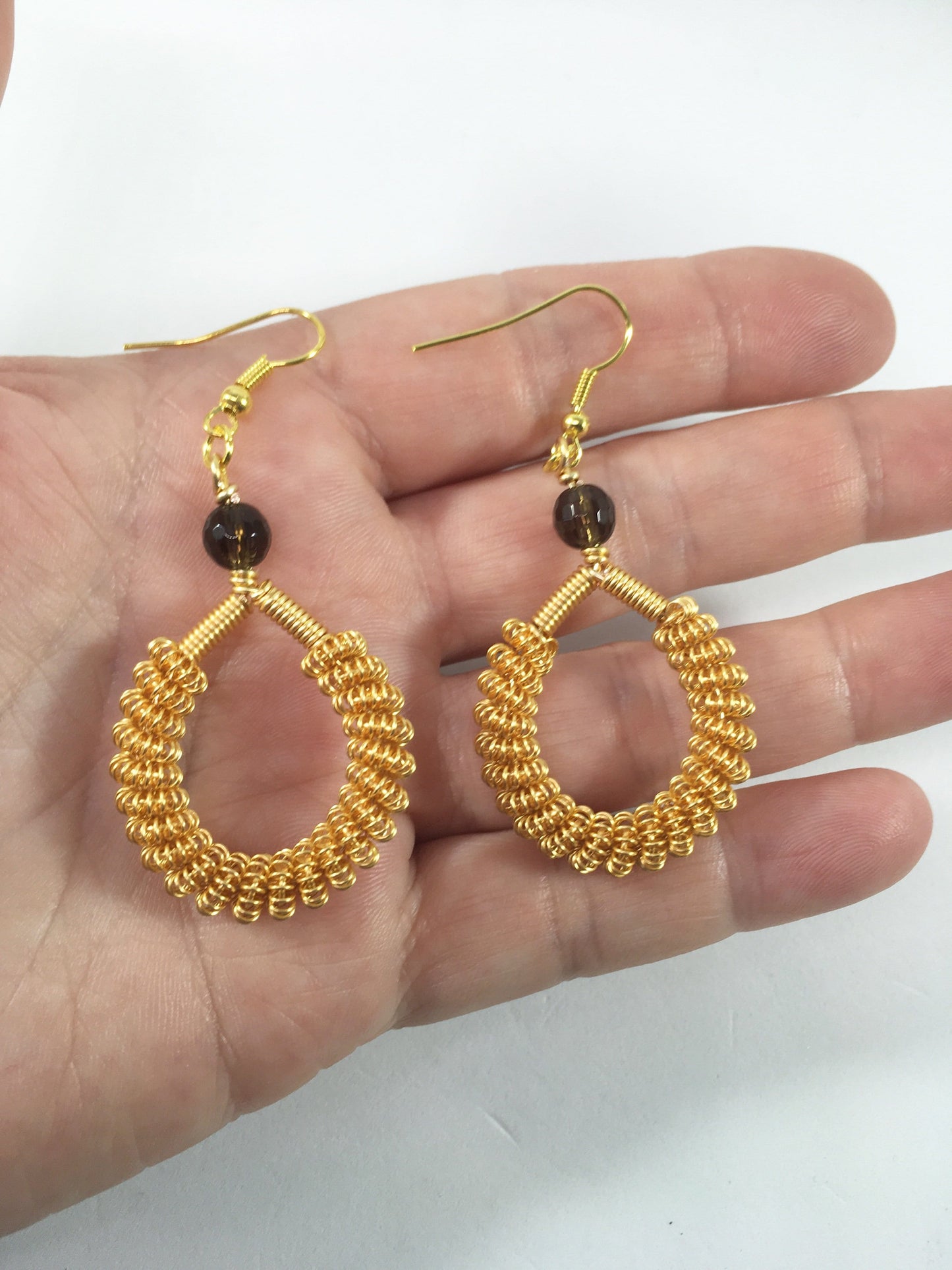 Earrings Smokey Quartz Coiled Earrings Jewelz Galore
