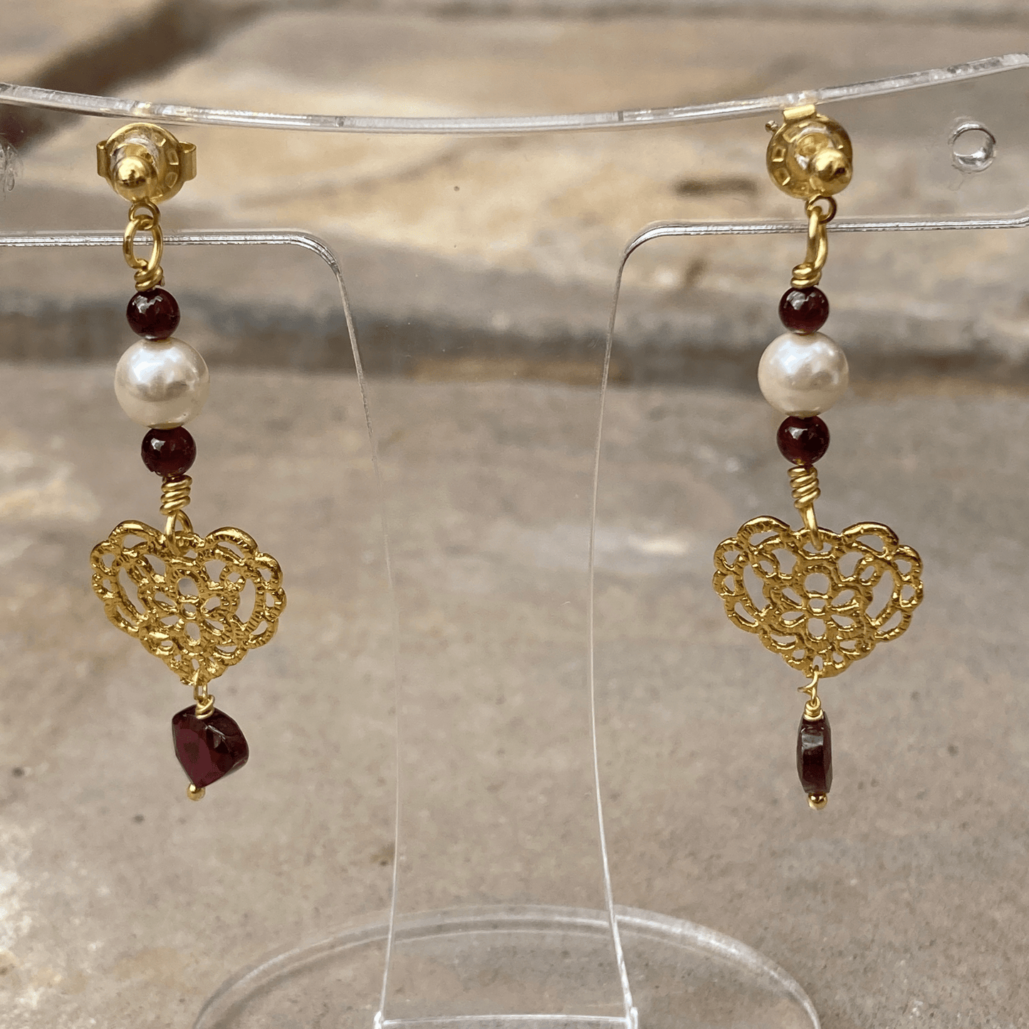 Earrings Garnet Heart Drop Stud Earrings Jewelz Galore Buy Garnet Heart Drop Stud Earrings | Jewelz Galore | Jewellery