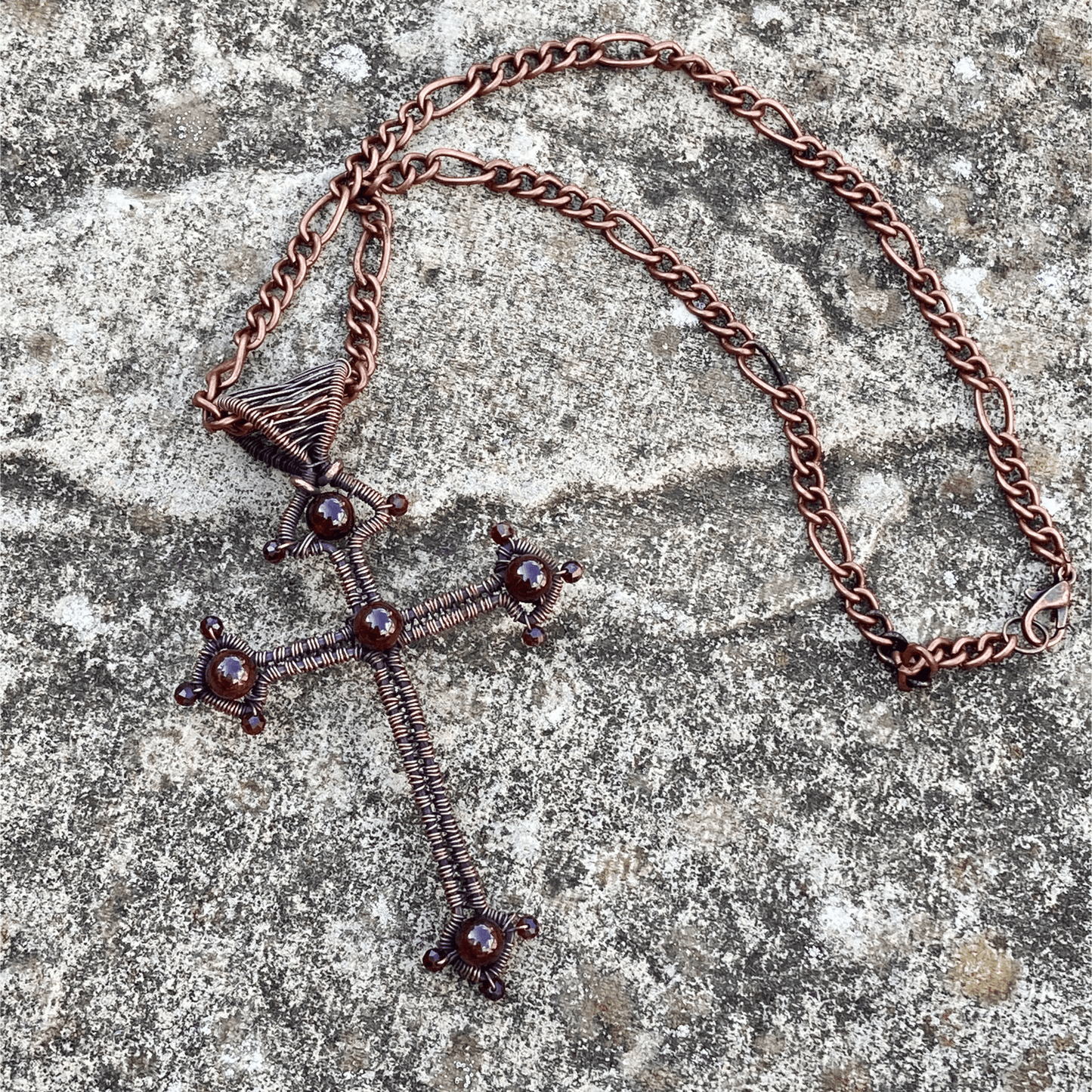 Pendant Garnet Copper Wire Wrapped Cross Pendant Jewelz Galore Garnet Copper Wire Wrapped Cross Pendant | Jewelz Galore | Jewellery