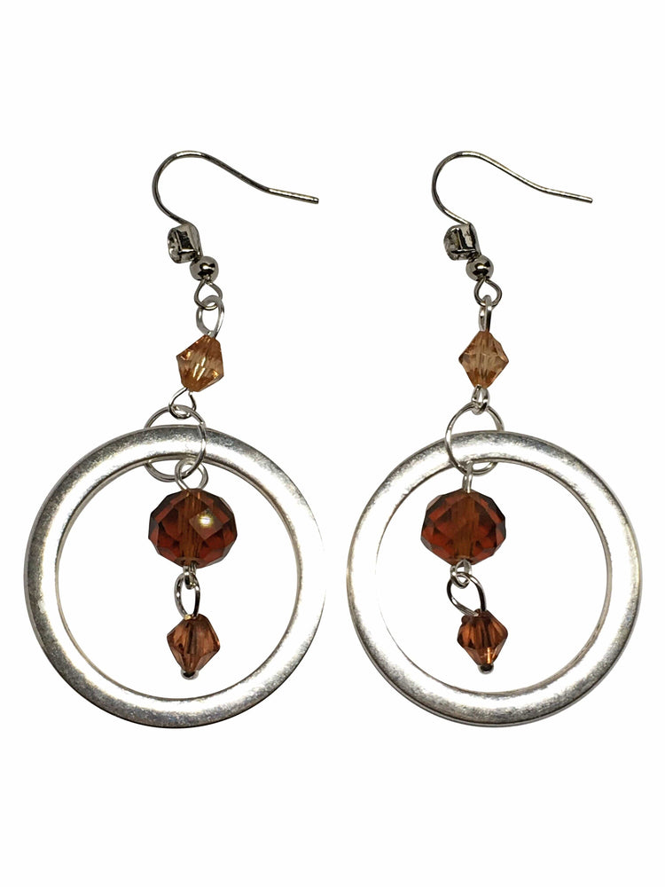 Brown Beaded Dangle Earrings
