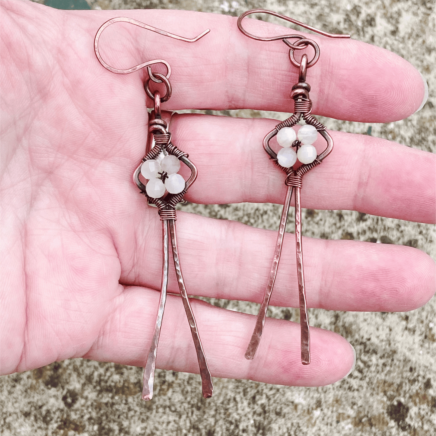 Earrings Moonstone Copper Dangle Earrings Jewelz Galore Moonstone Copper Dangle Earrings | Jewelz Galore | Gemstone Jewellery