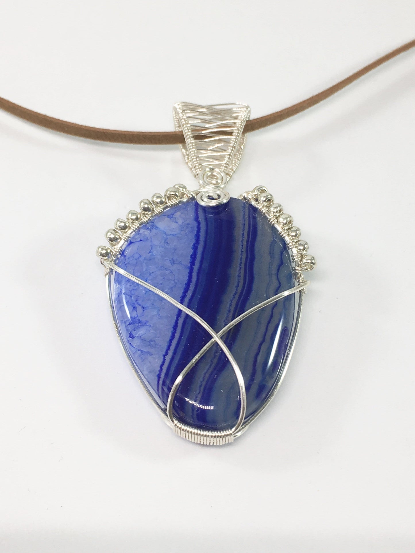 Necklace Blue Wire Wrapped Agate Pendant Jewelz Galore Colourful Agate Pendant | Jewelz Galore | Cambridge