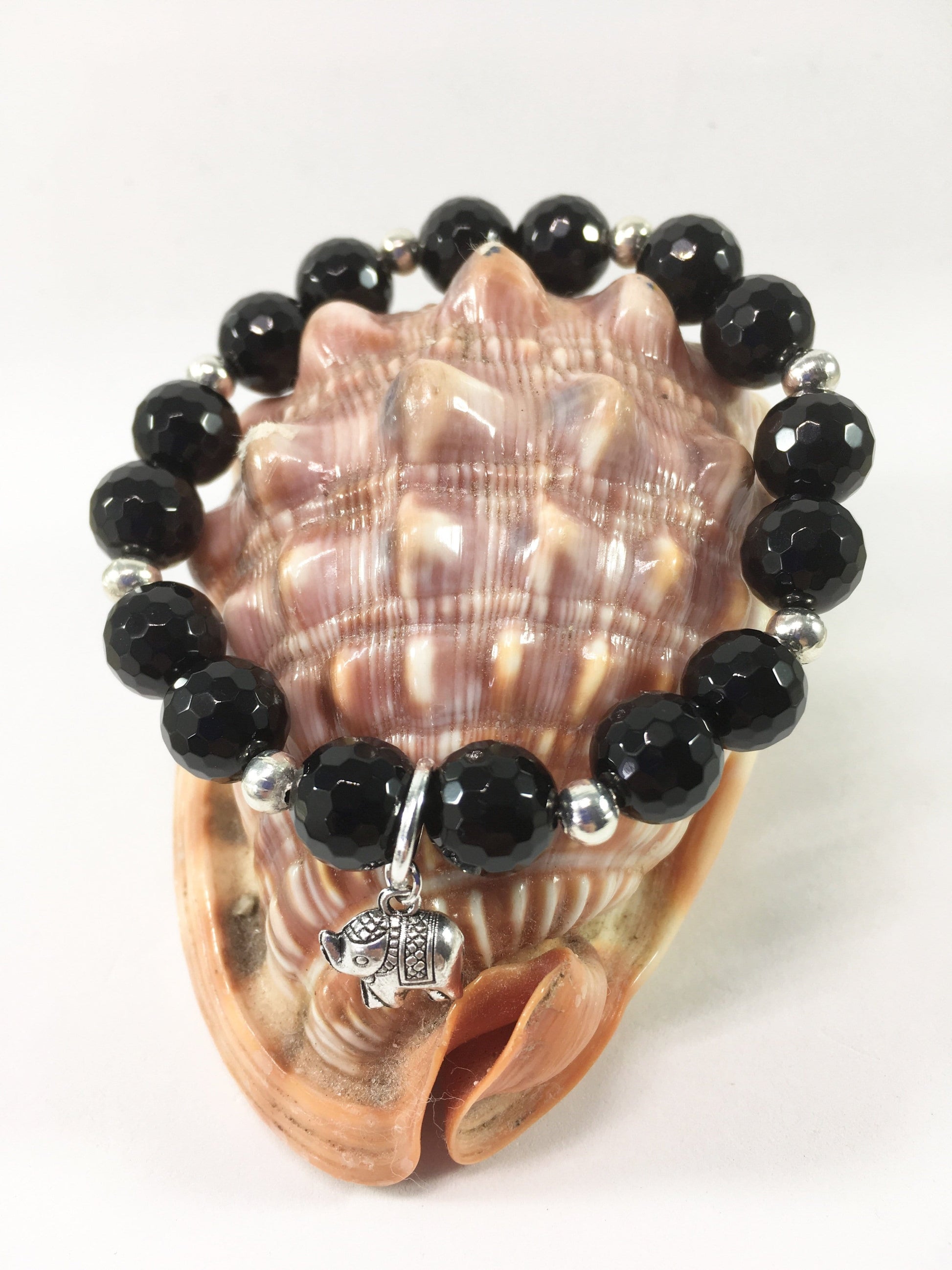 Bracelet Black Agate Stretch Bracelet Jewelz Galore Black Agate Bracelet | Jewelz Galore | Handmade Jewellery Online